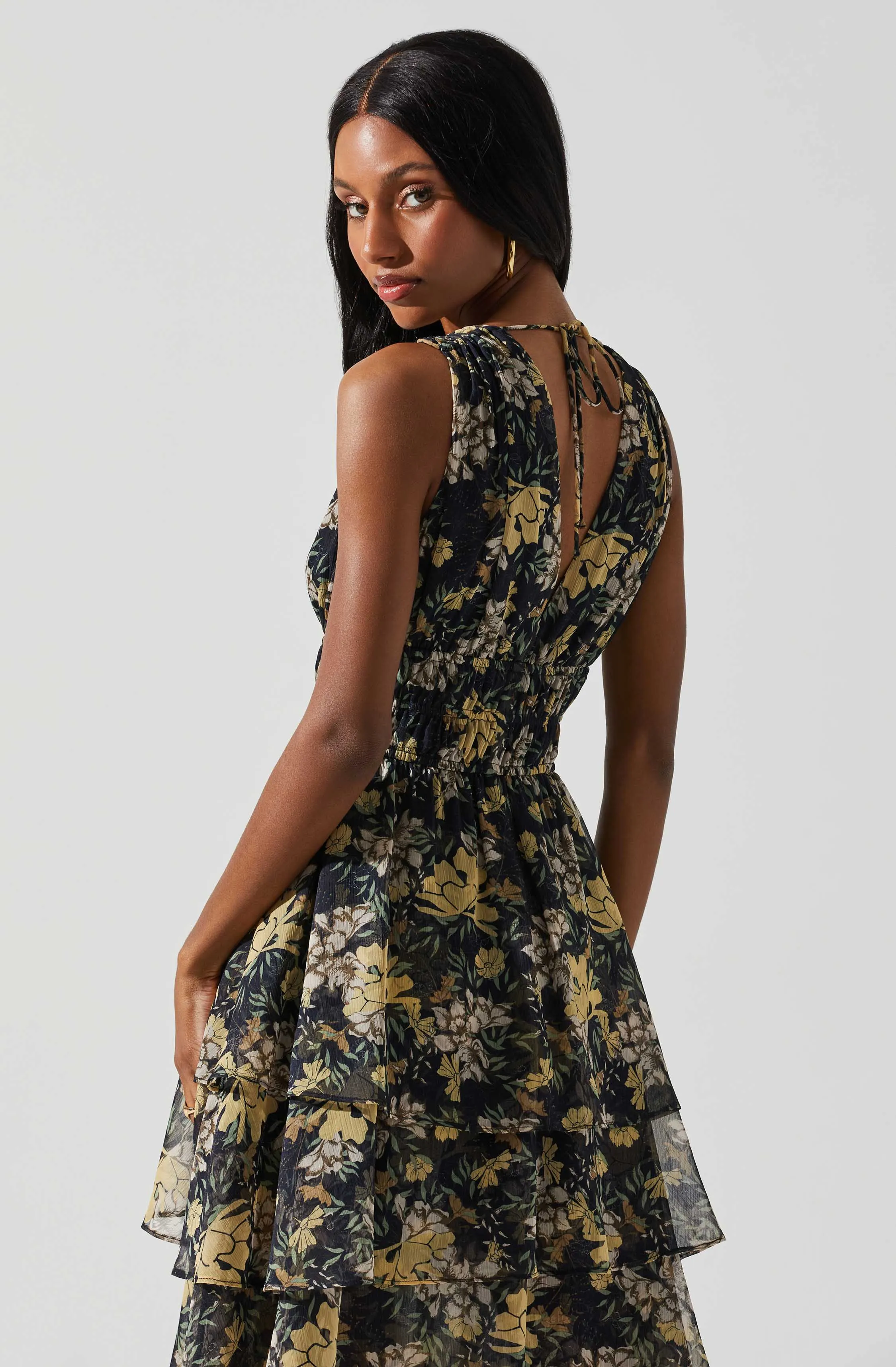 Kali Sleeveless Smocked Waist Floral Maxi Dress sold by Astr product image thumbnail 5