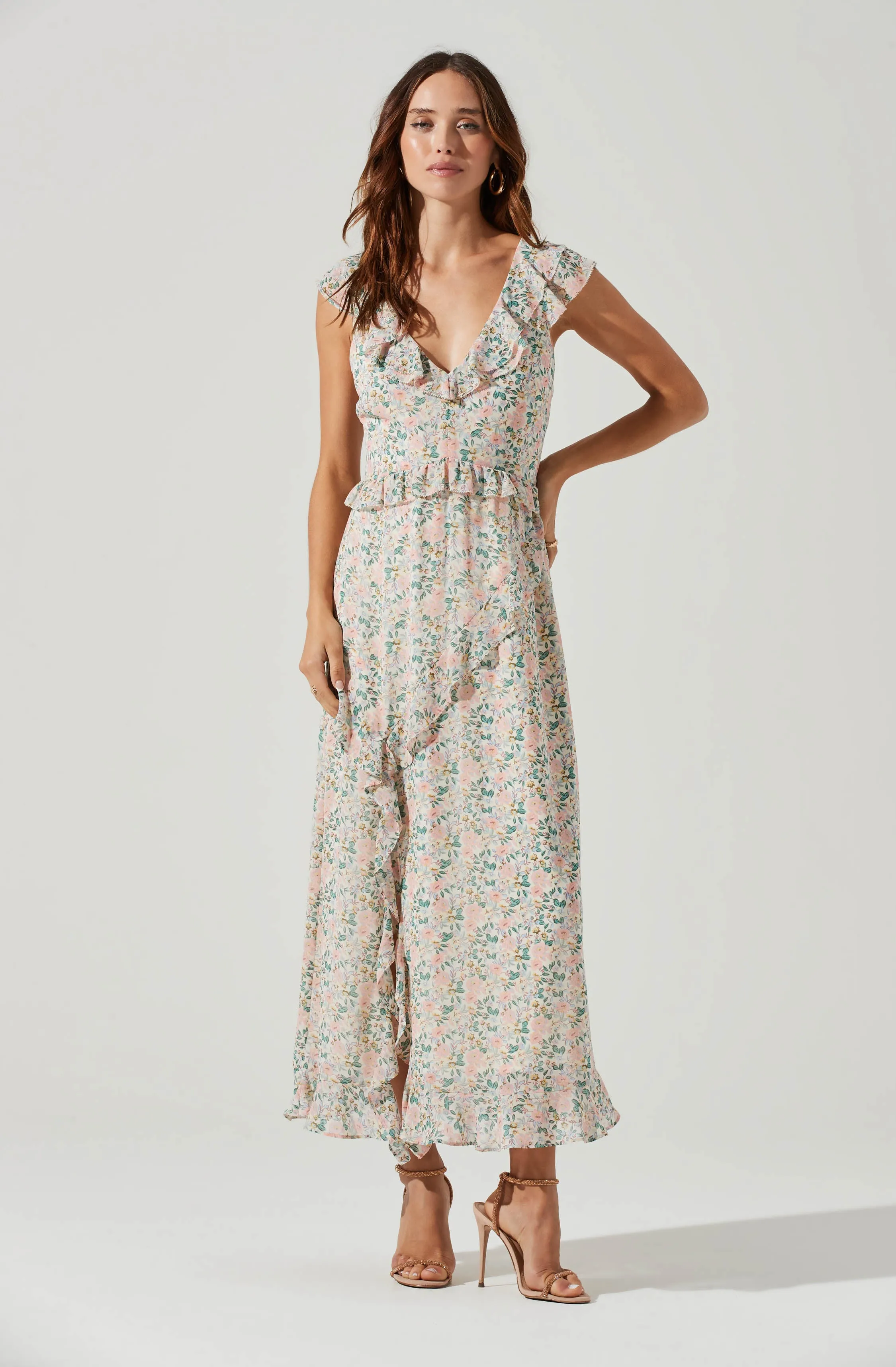 Tempest Floral Ruffle Midi Dress sold by Astr product image thumbnail 5