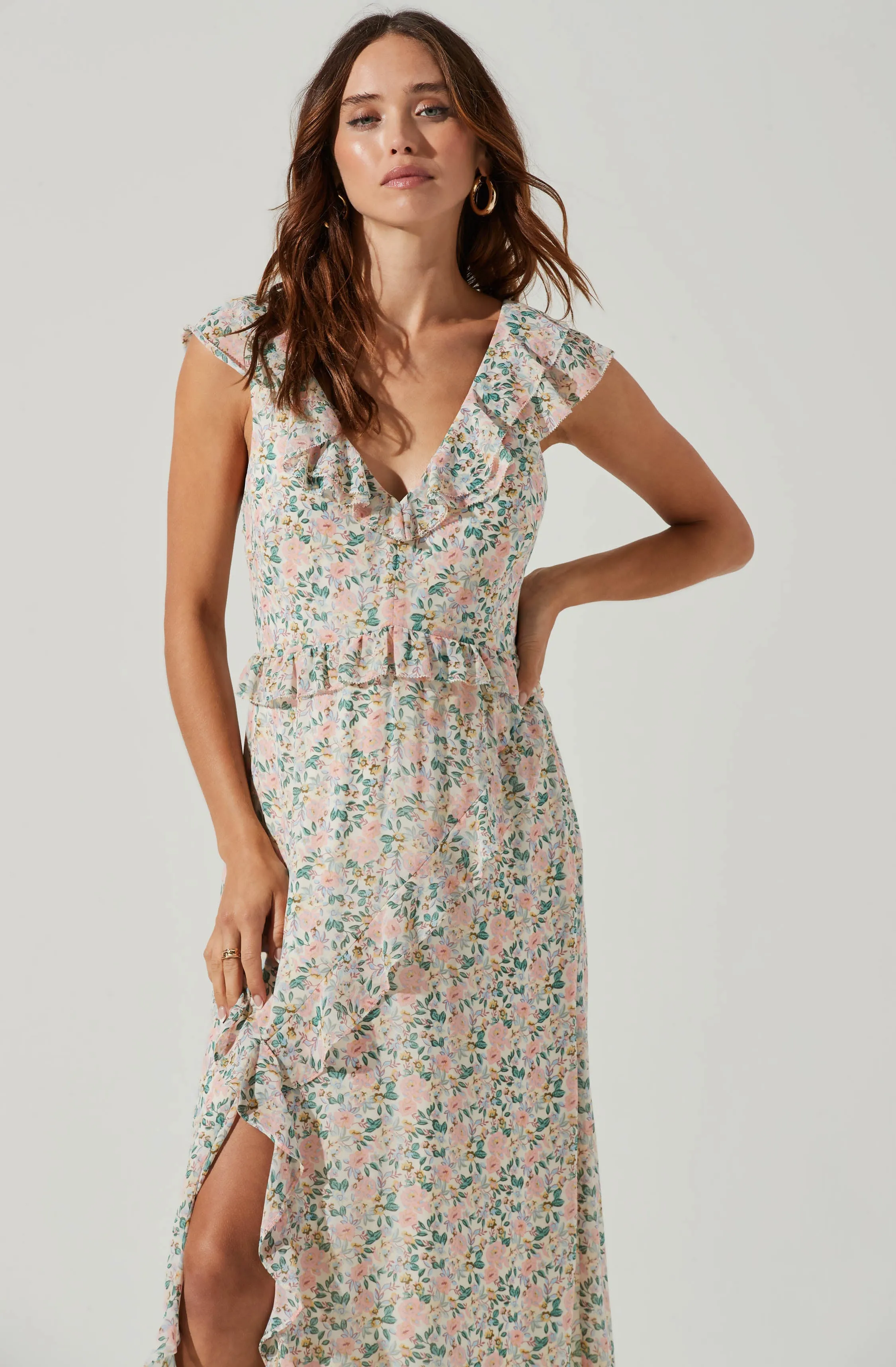 Tempest Floral Ruffle Midi Dress sold by Astr product image thumbnail 2
