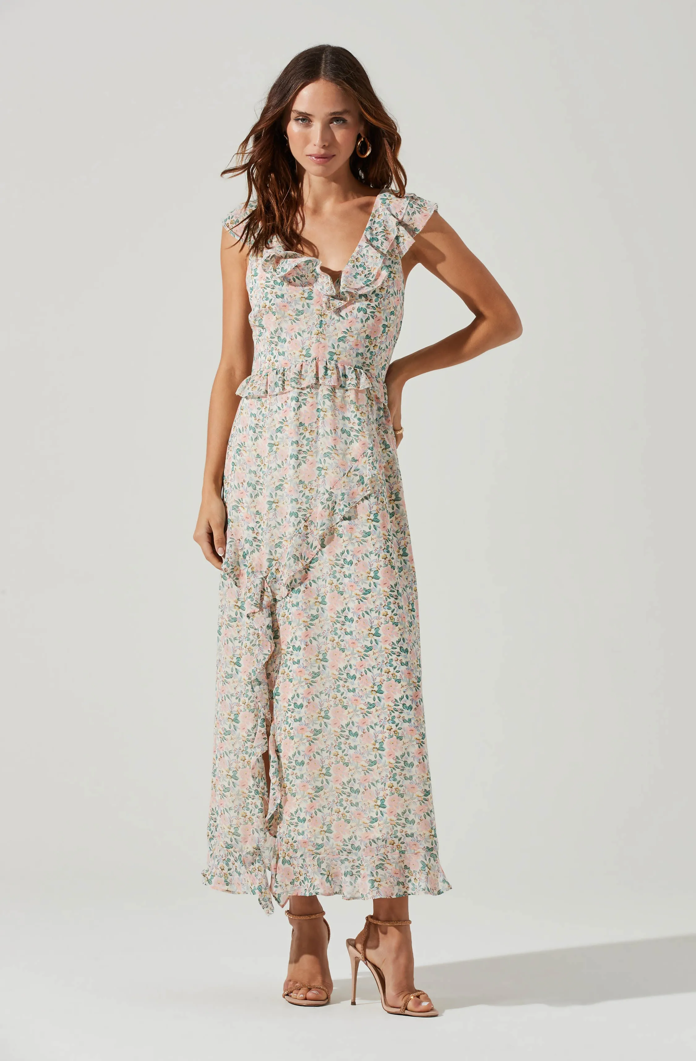 Tempest Floral Ruffle Midi Dress sold by Astr product image thumbnail 3