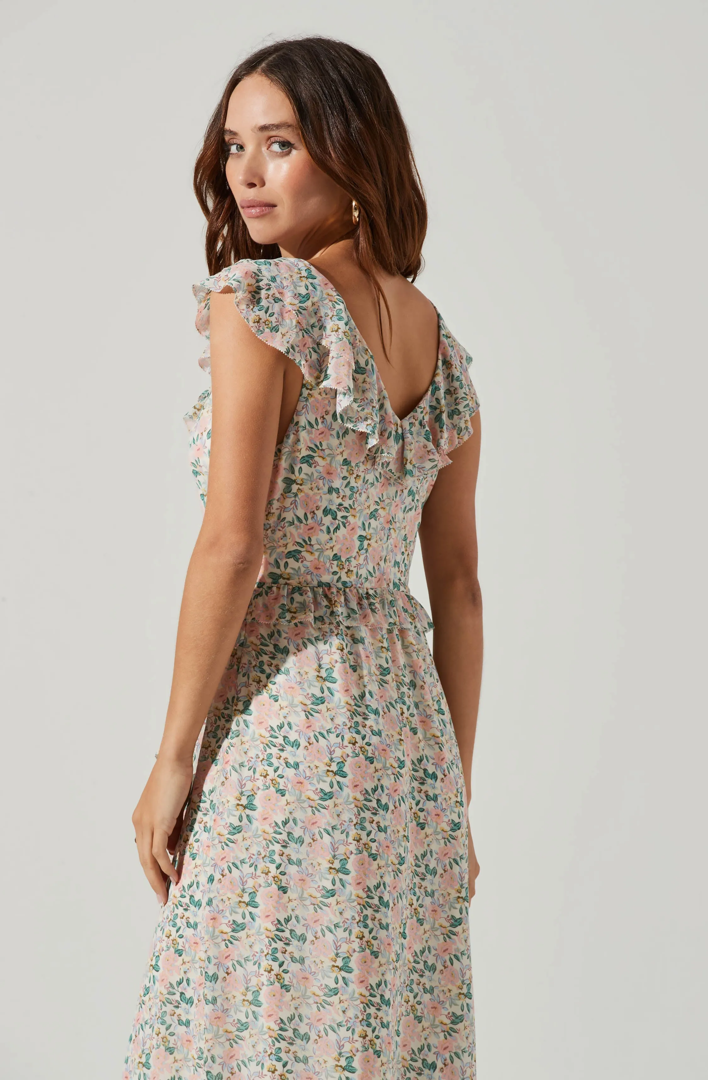 Tempest Floral Ruffle Midi Dress sold by Astr product image thumbnail 4