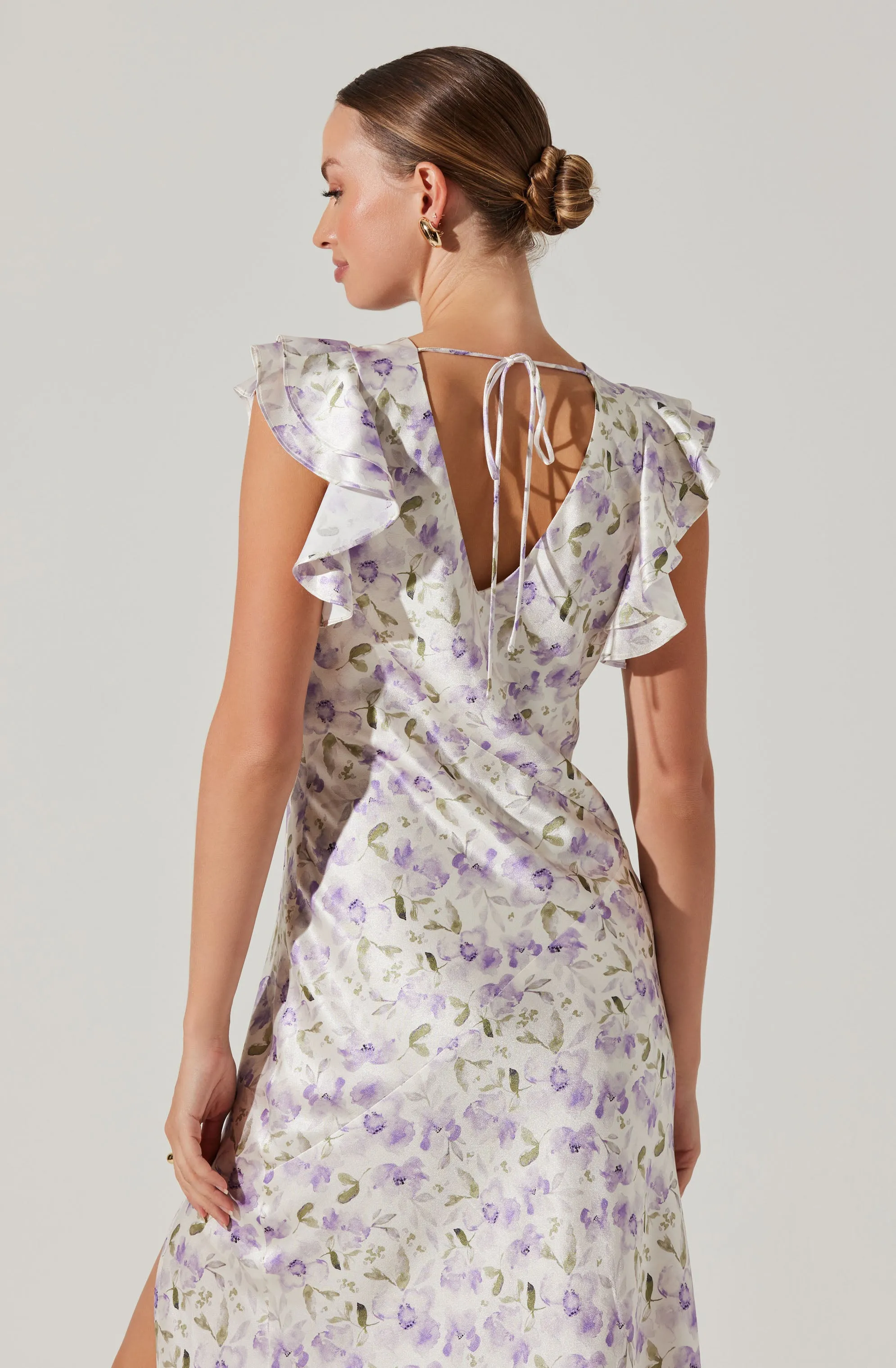 Satin Flutter Sleeve Maxi Dress sold by Astr product image thumbnail 5