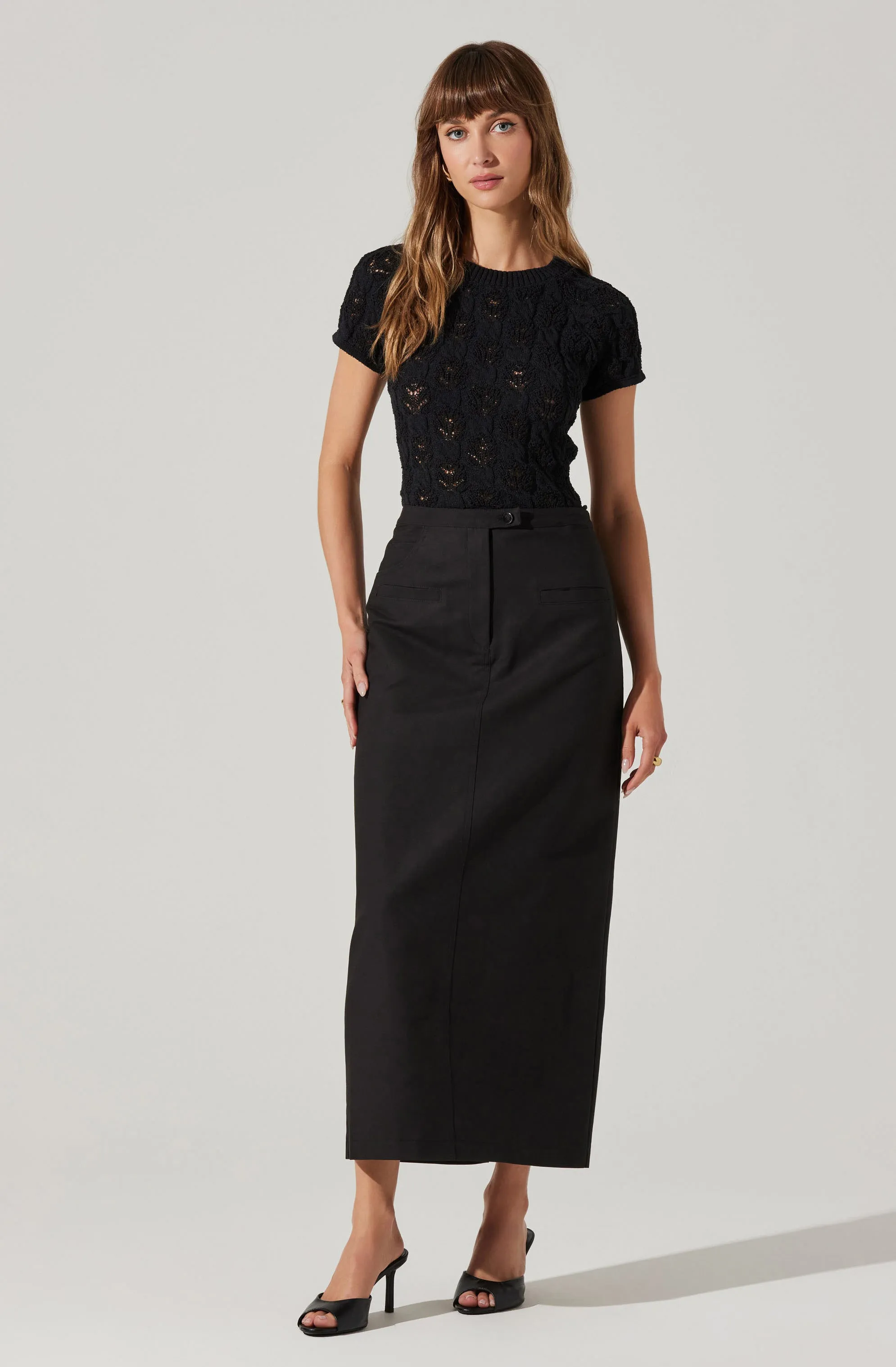 Sibley Tailored Midi Skirt sold by Astr