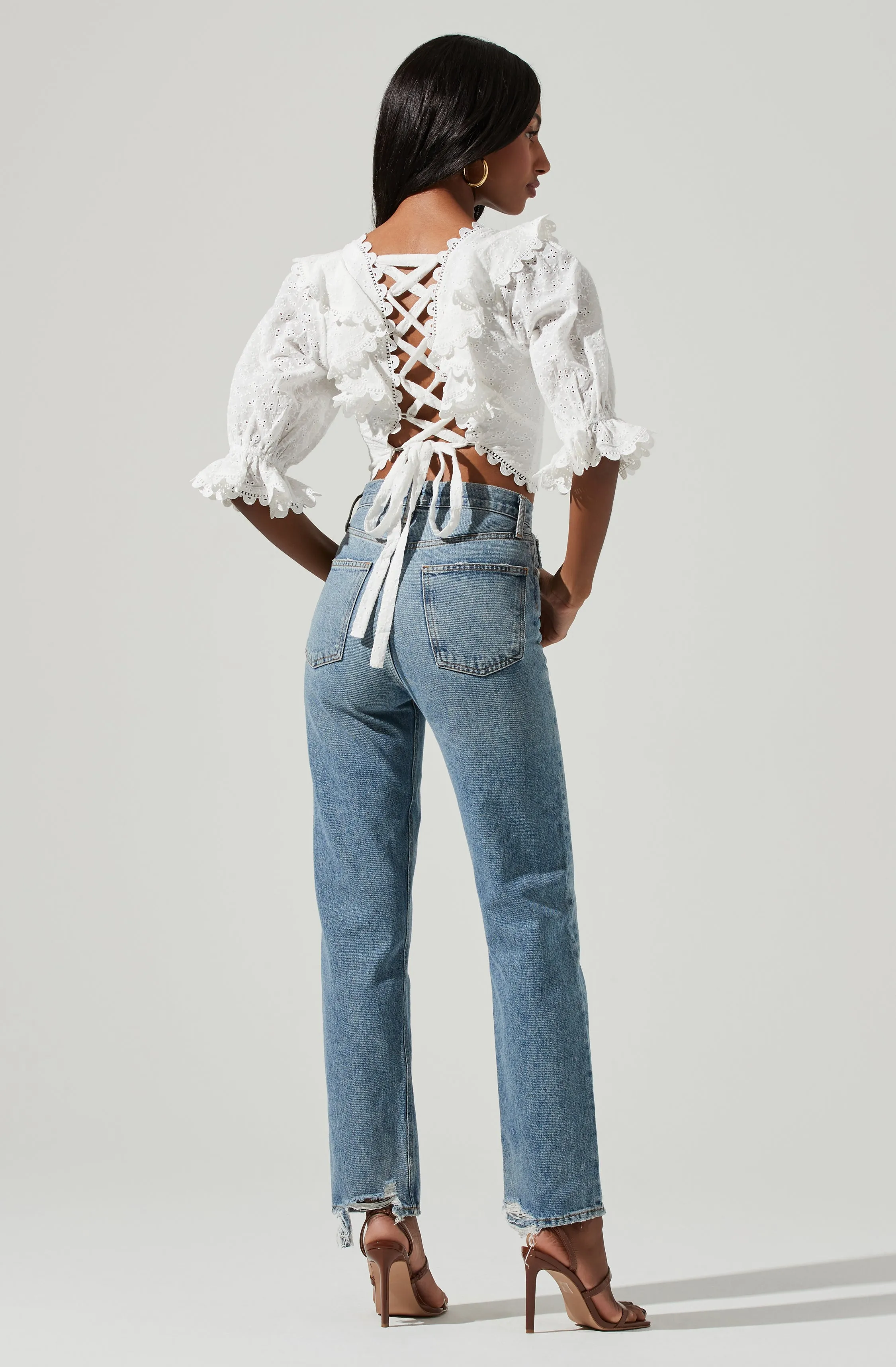 Eyelet Lace Up Back Top sold by Astr product image thumbnail 2