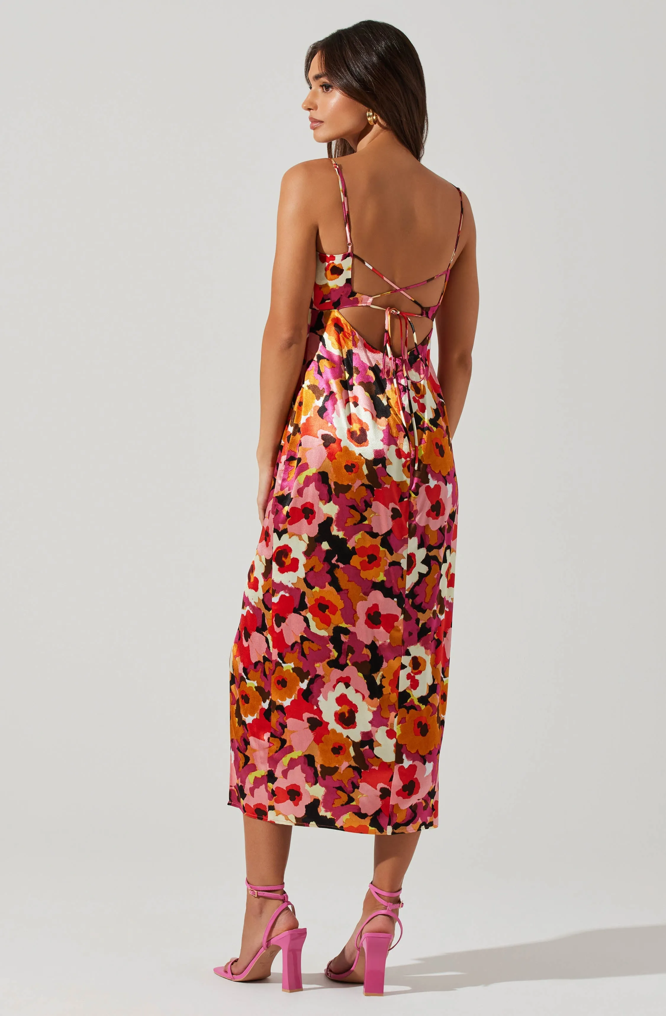 Chelsi Floral Satin Midi Dress sold by Astr product image thumbnail 4