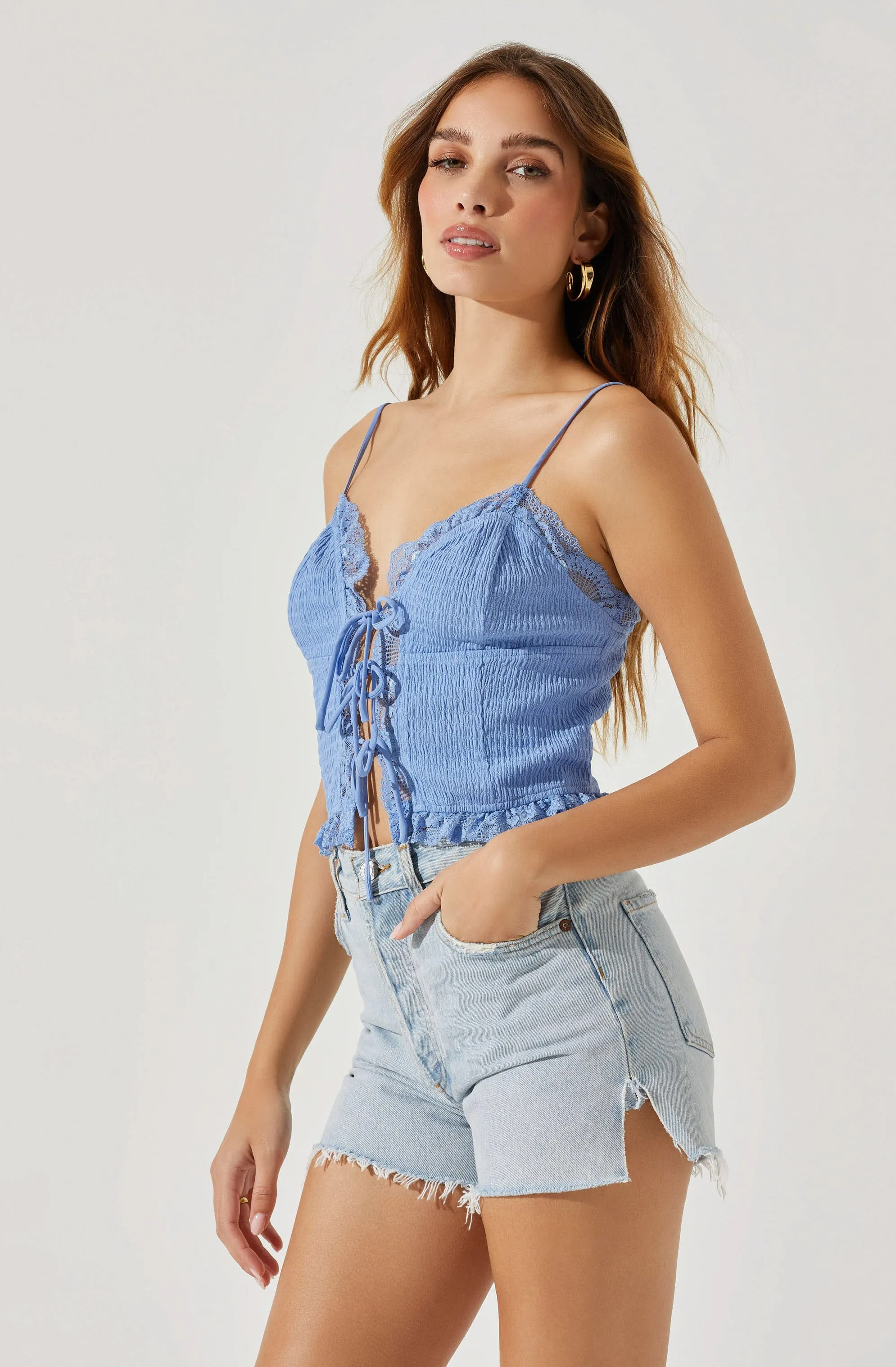 Lace Trim Front Tie Cami sold by Astr product image thumbnail 3