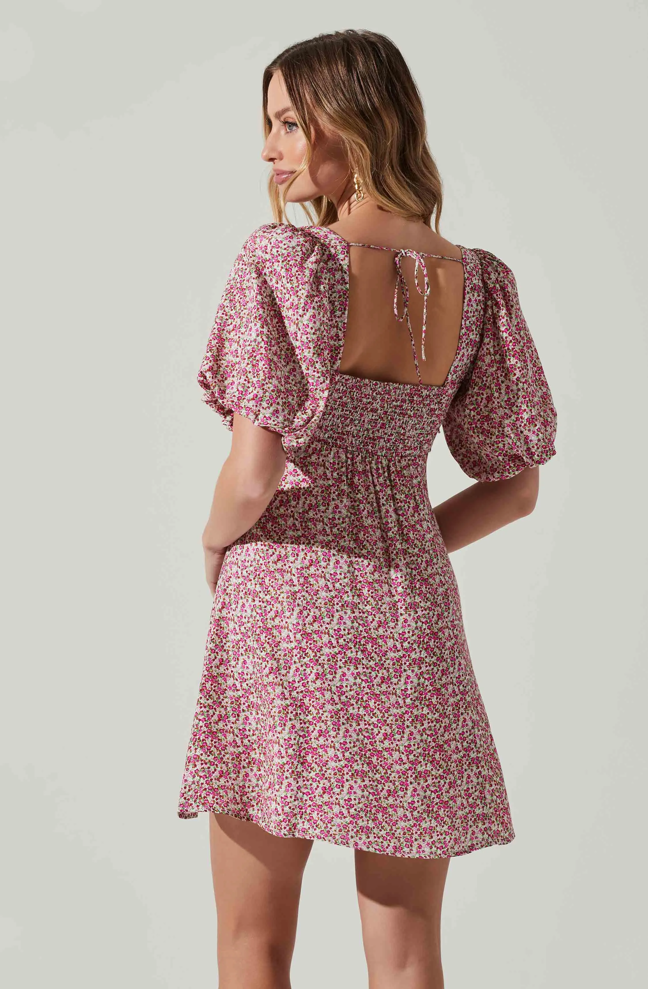 Floral Puff Sleeve Mini Dress sold by Astr product image thumbnail 5