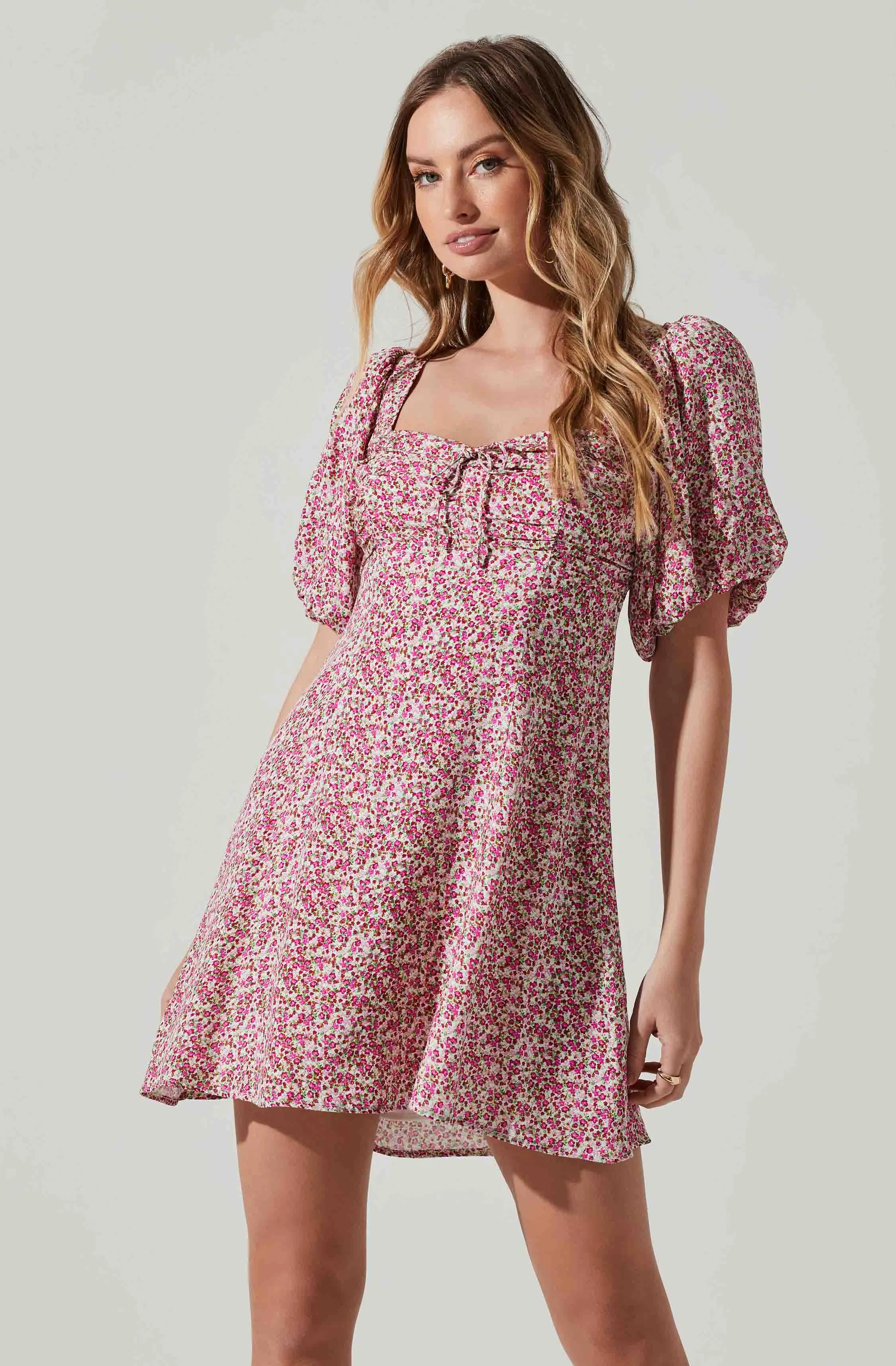 Floral Puff Sleeve Mini Dress sold by Astr product image thumbnail 2