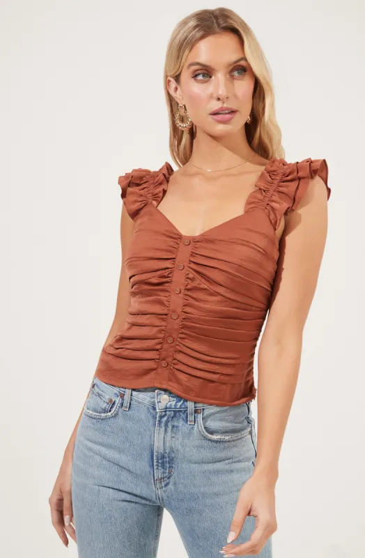 Ruched Button Front Top sold by Astr