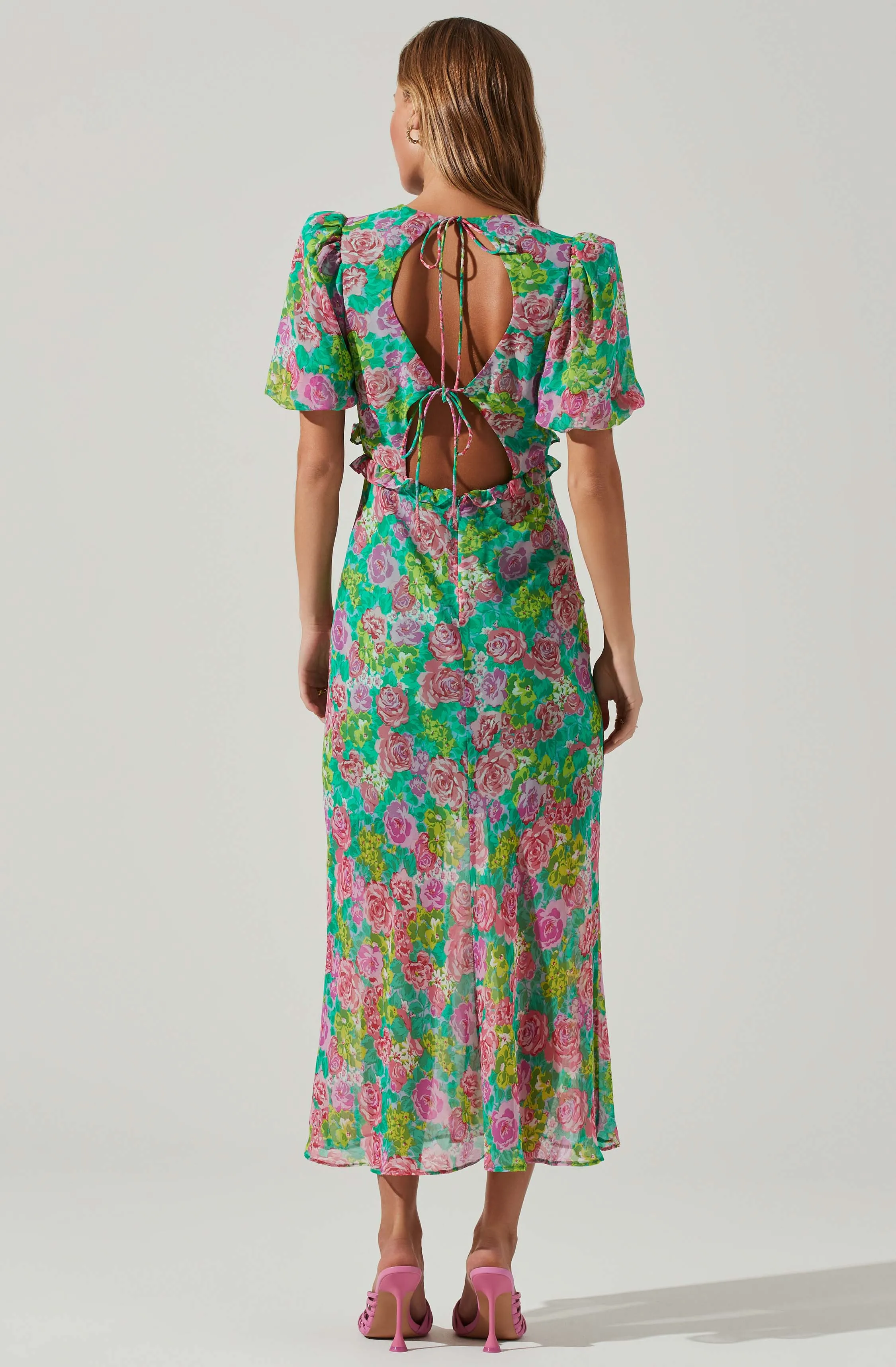 Esperanza Floral Puff Sleeve Midi Dress sold by Astr product image thumbnail 4
