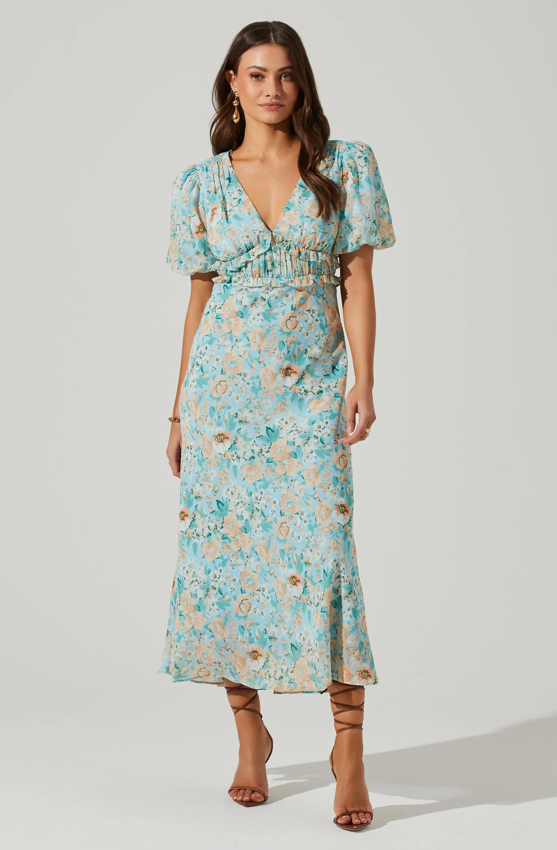 Esperanza Floral Puff Sleeve Midi Dress sold by Astr product image thumbnail 5