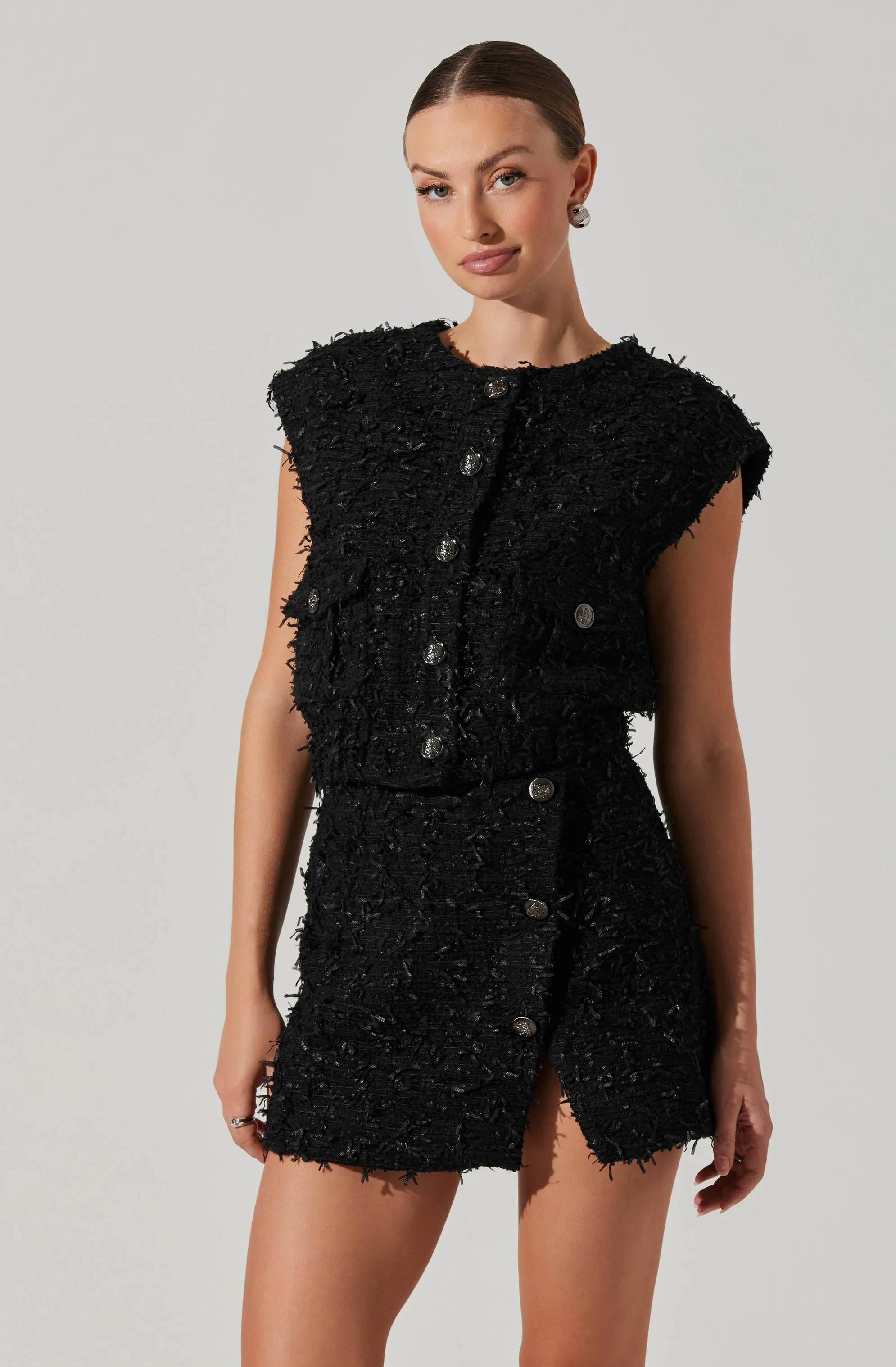 Pedrine Textured Tweed Mini Skirt sold by Astr product image thumbnail 2
