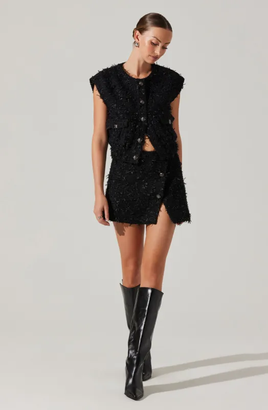 Pedrine Textured Tweed Mini Skirt sold by Astr