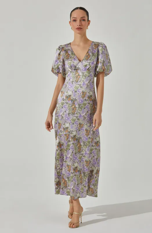 Satin Puff Sleeve Dress sold by Astr