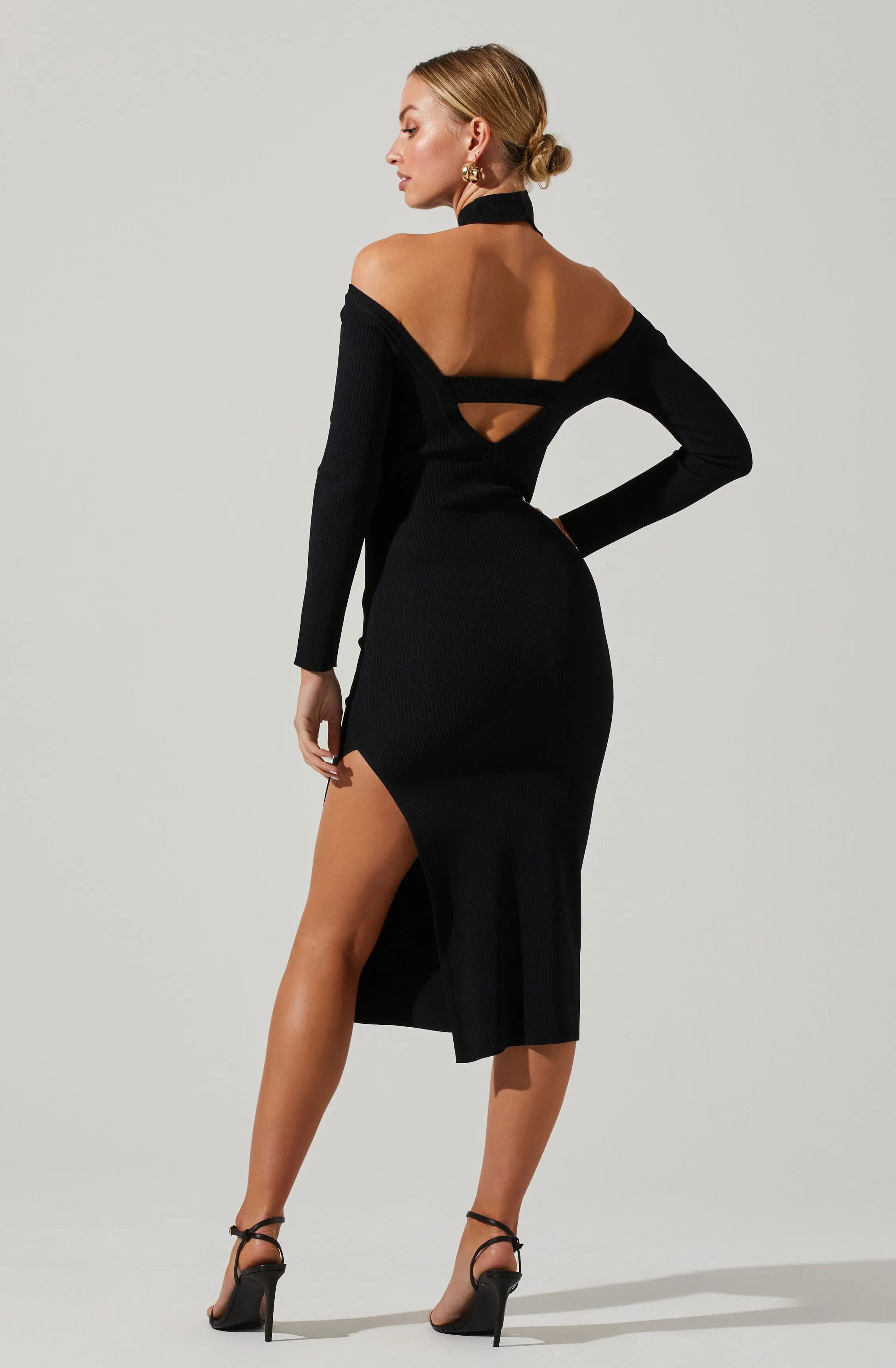 Isara Sweater Choker Shoulder Cutout Midi Dress sold by Astr product image thumbnail 5