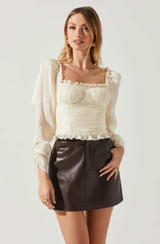 Junie Ruffle Square Neck Long Sleeve Top sold by Astr