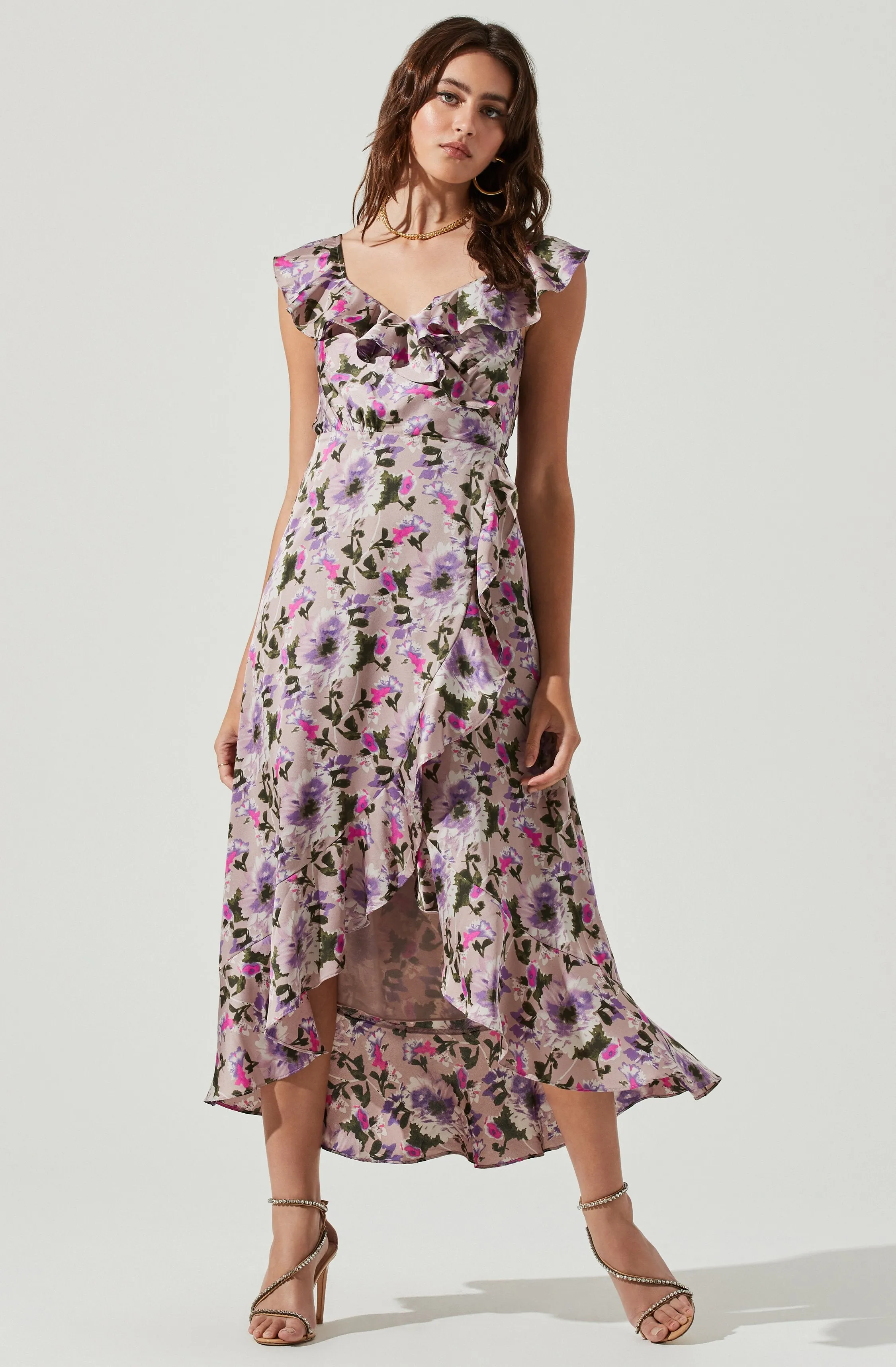 Wilshire Ruffle Open Back Floral Midi Dress sold by Astr