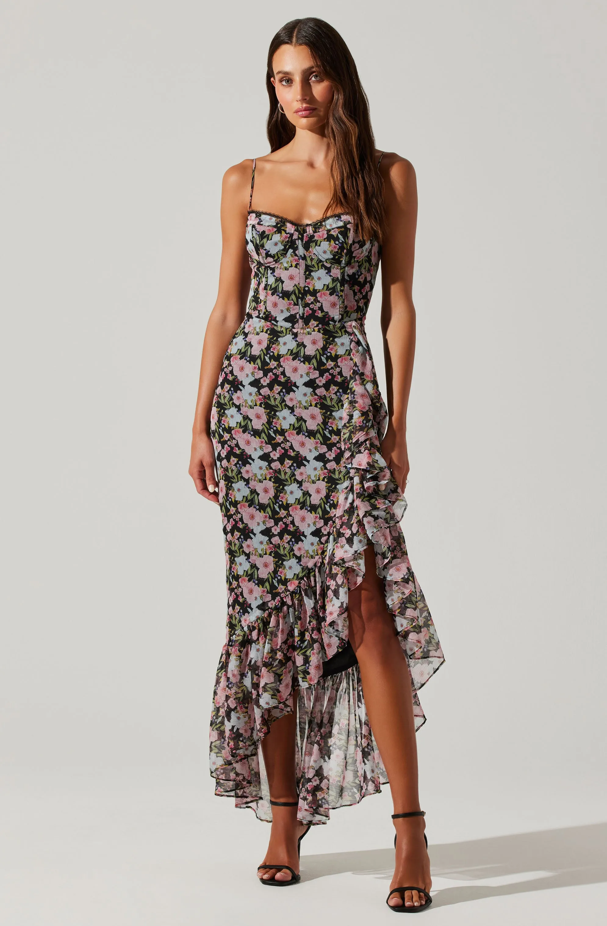 Brisbane Asymmetrical Floral Midi Dress sold by Astr