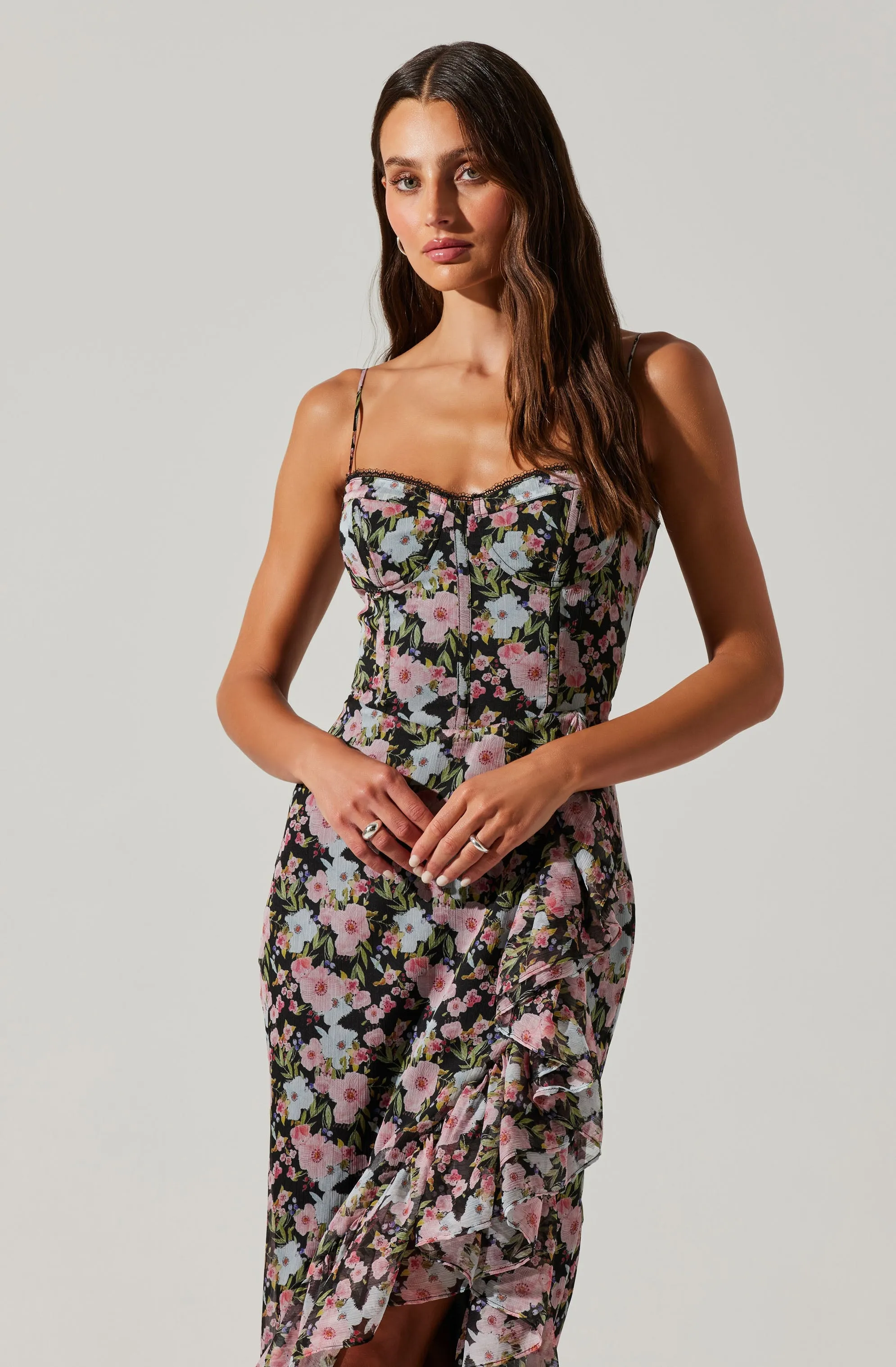 Brisbane Asymmetrical Floral Midi Dress sold by Astr product image thumbnail 4