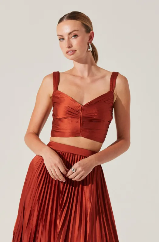 Satin Pleated Crop Top sold by Astr