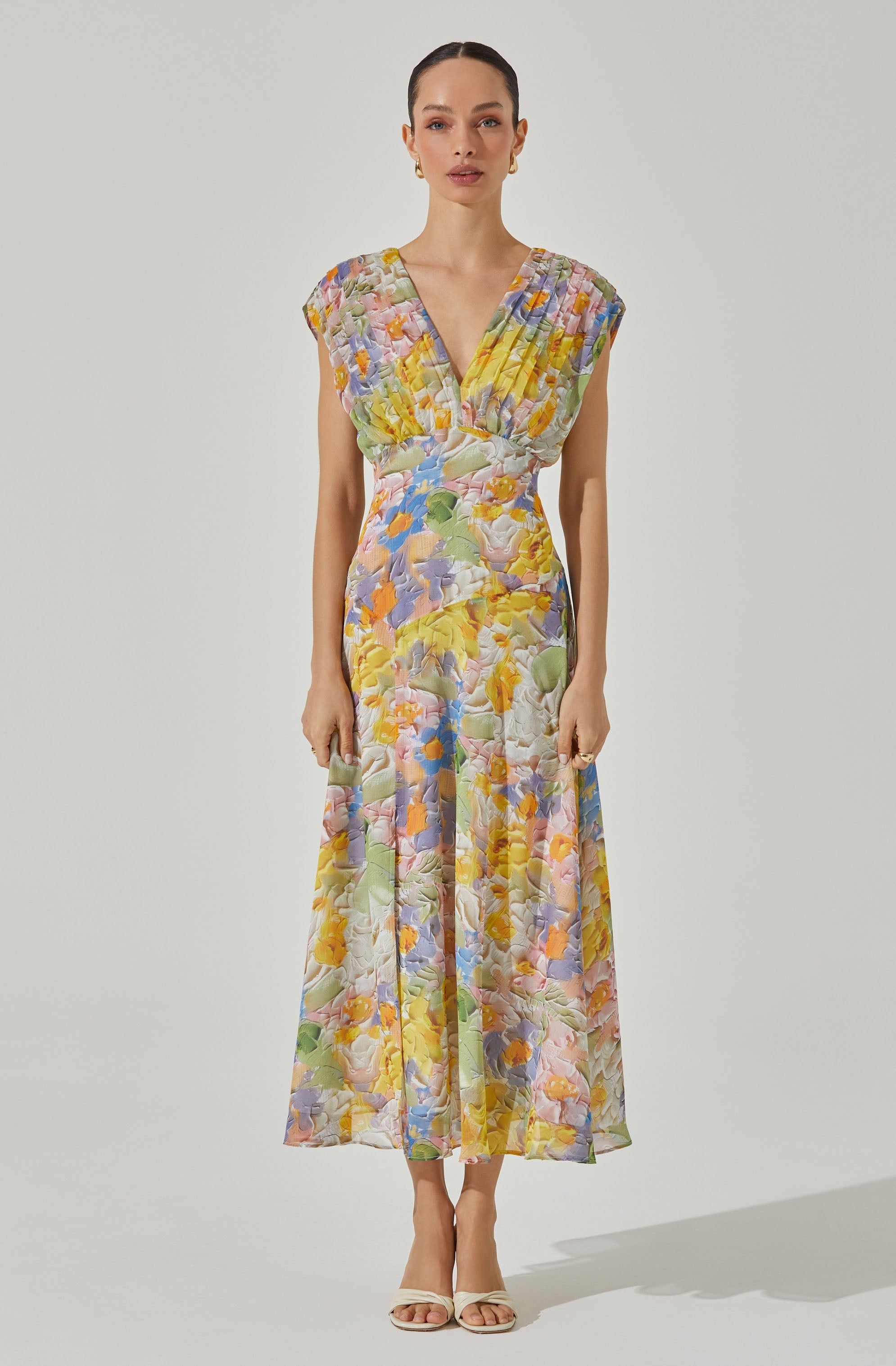 V-neck pleated bodice dress sold by Astr product image thumbnail 3