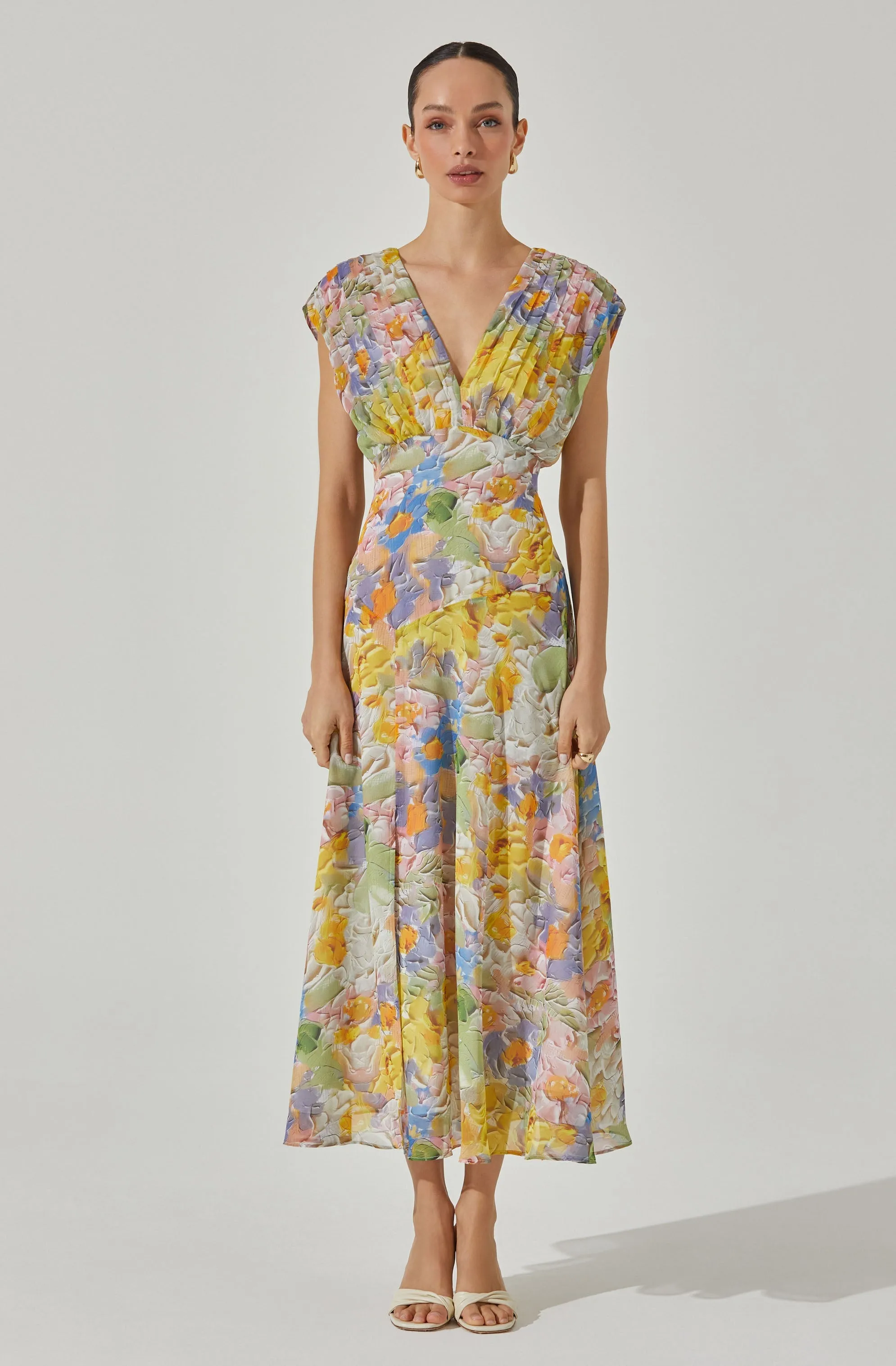 V-Neck Pleated Midi Dress sold by Astr product image thumbnail 3