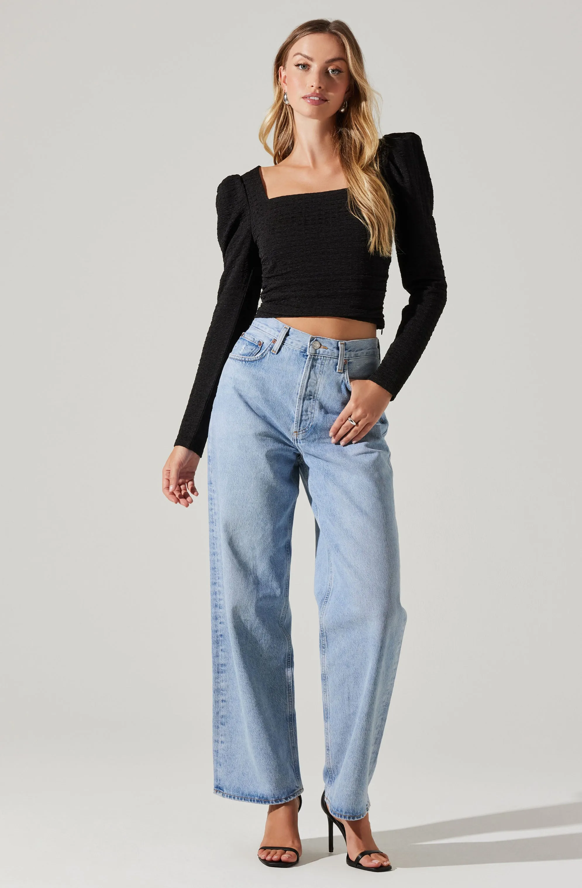 Textured Knit Puff Sleeve Top sold by Astr product image thumbnail 4