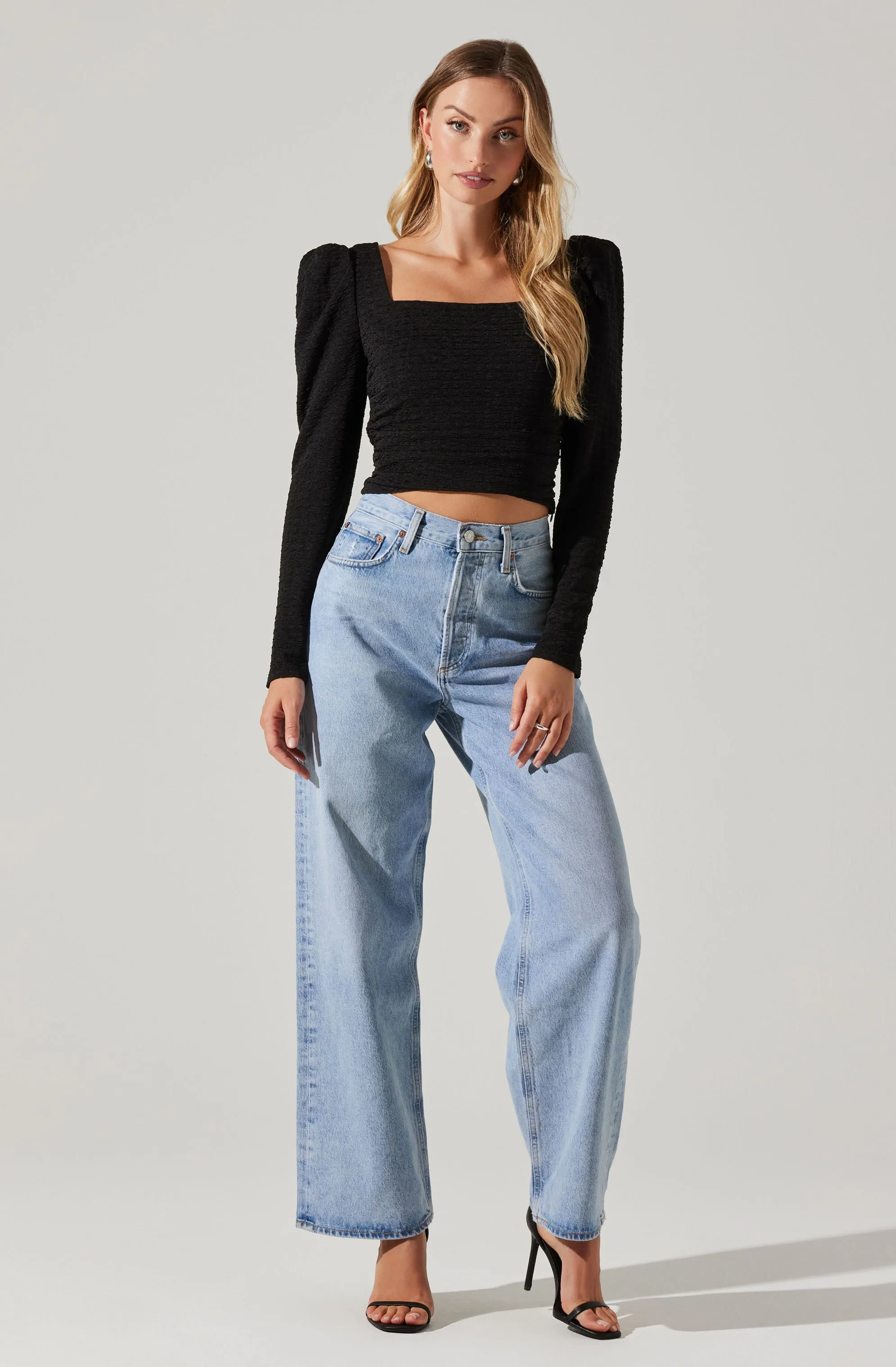 Textured Knit Puff Sleeve Top sold by Astr product image thumbnail 2