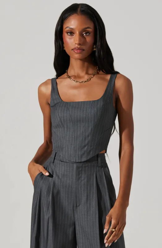 Nivia Pinstripe Corset Top sold by Astr