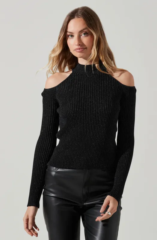 Pickford Mock Neck Cold Shoulder Sweater sold by Astr
