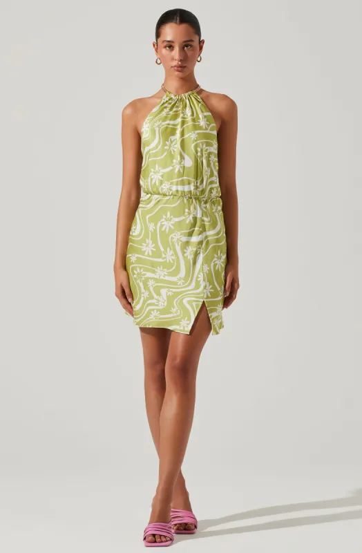 Quinta Retro Floral Halter Mini Dress sold by Astr