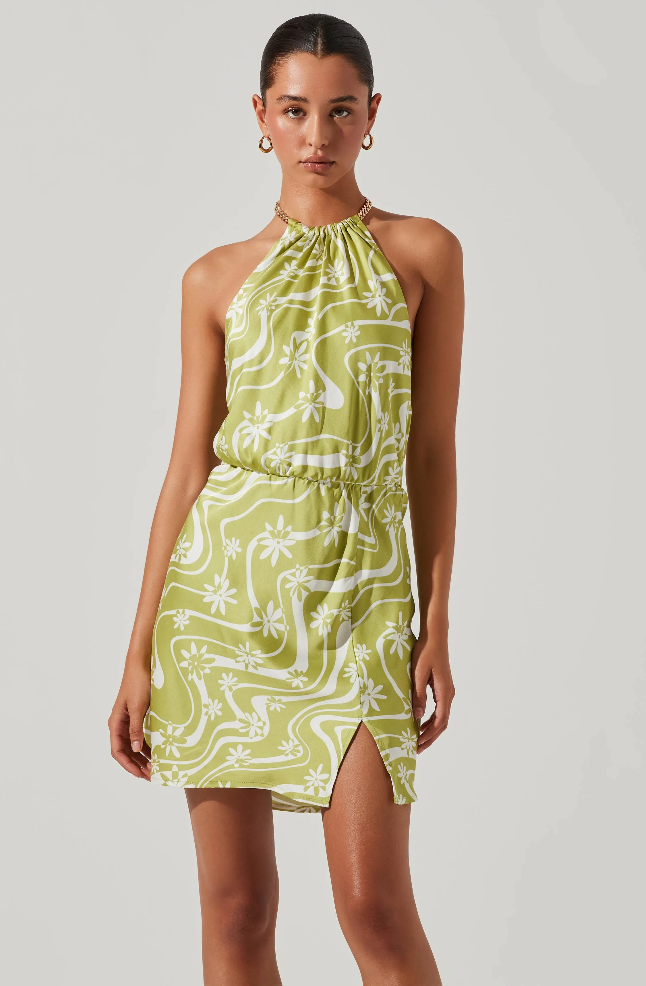 Quinta Retro Floral Halter Mini Dress sold by Astr product image thumbnail 2