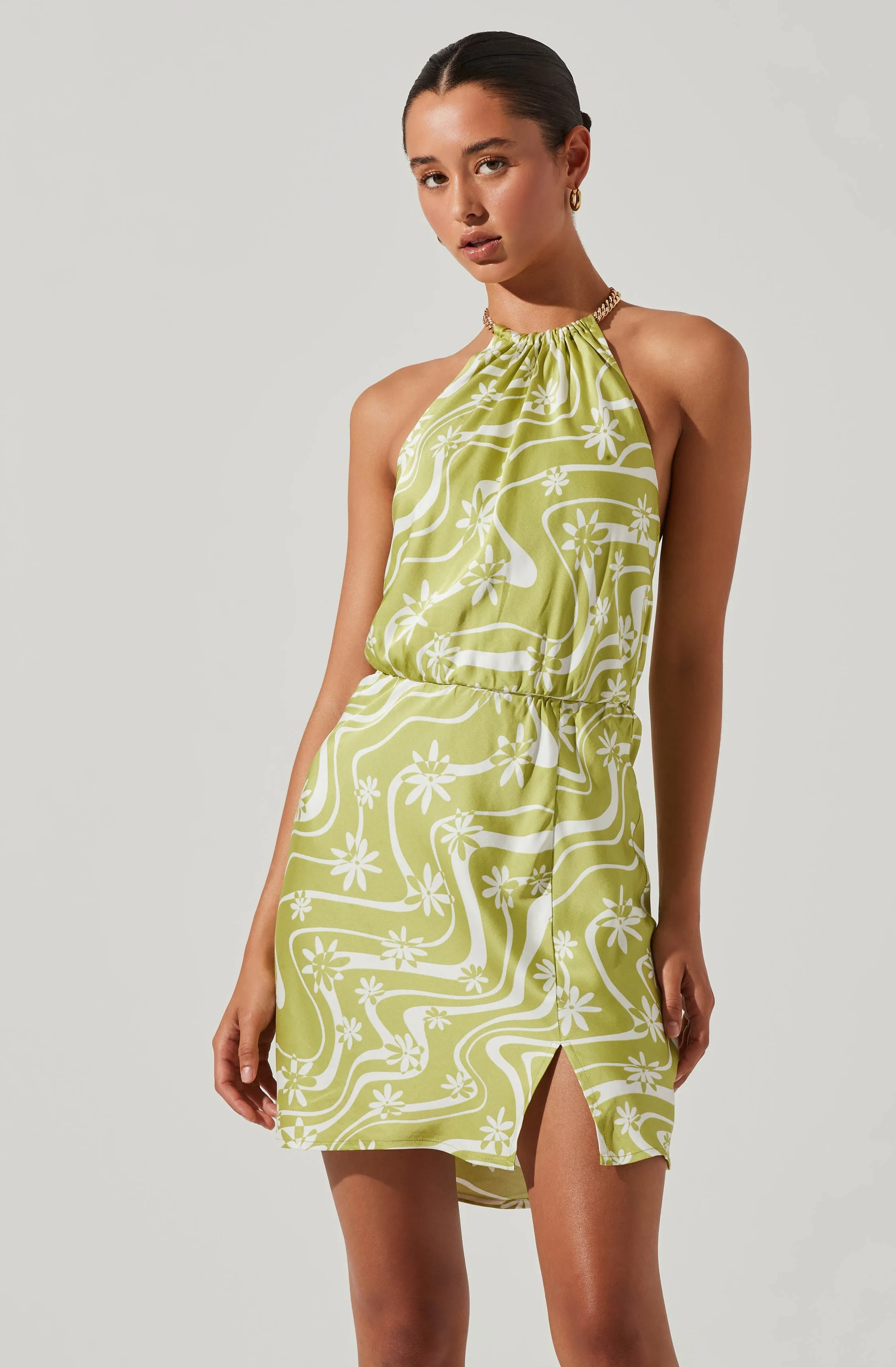 Quinta Retro Floral Halter Mini Dress sold by Astr product image thumbnail 3
