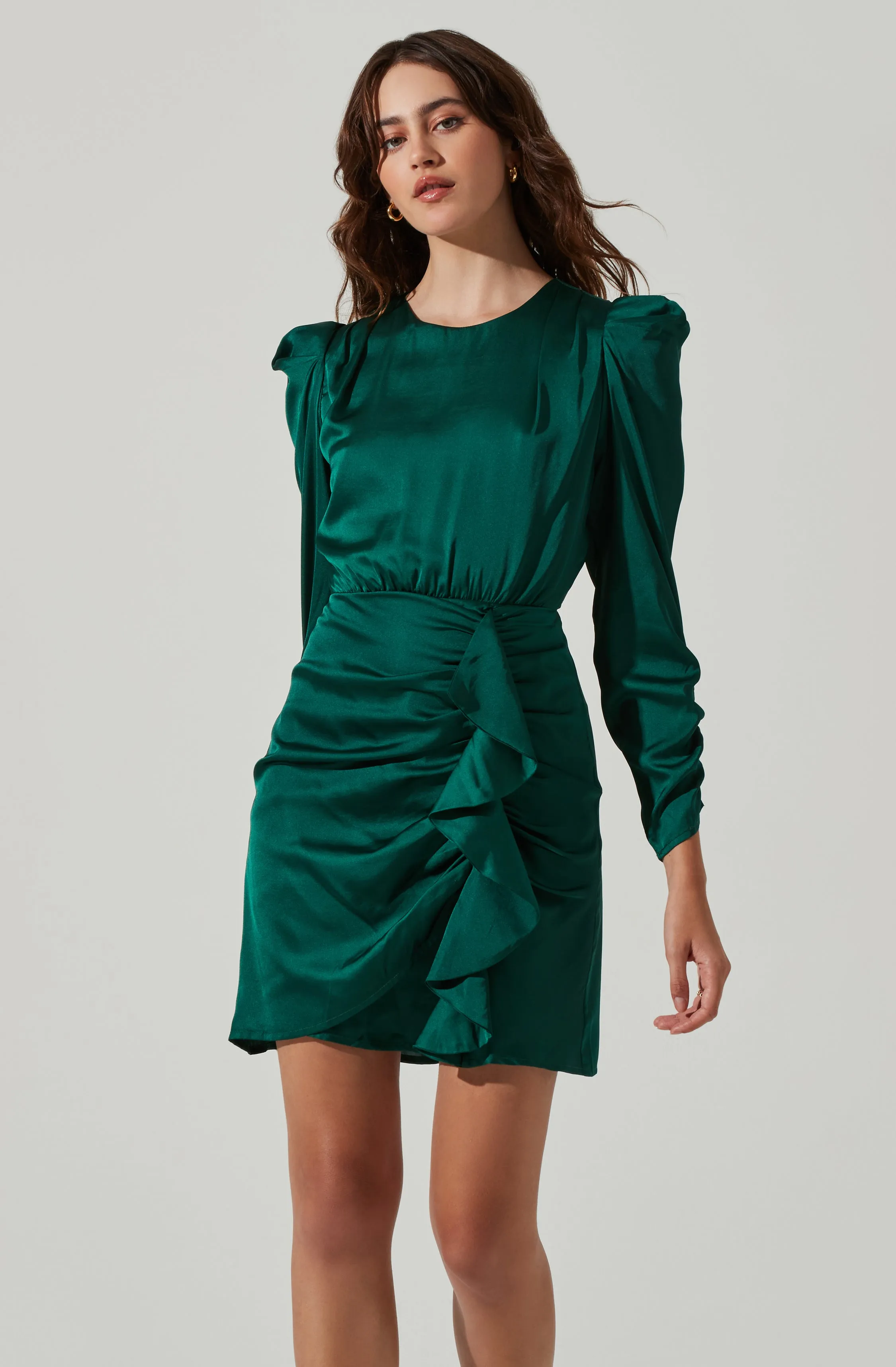 Long Sleeve Ruffle Front Mini Dress sold by Astr product image thumbnail 3