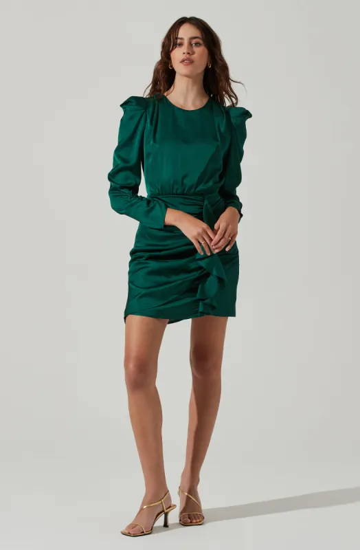 Long Sleeve Ruffle Front Mini Dress sold by Astr