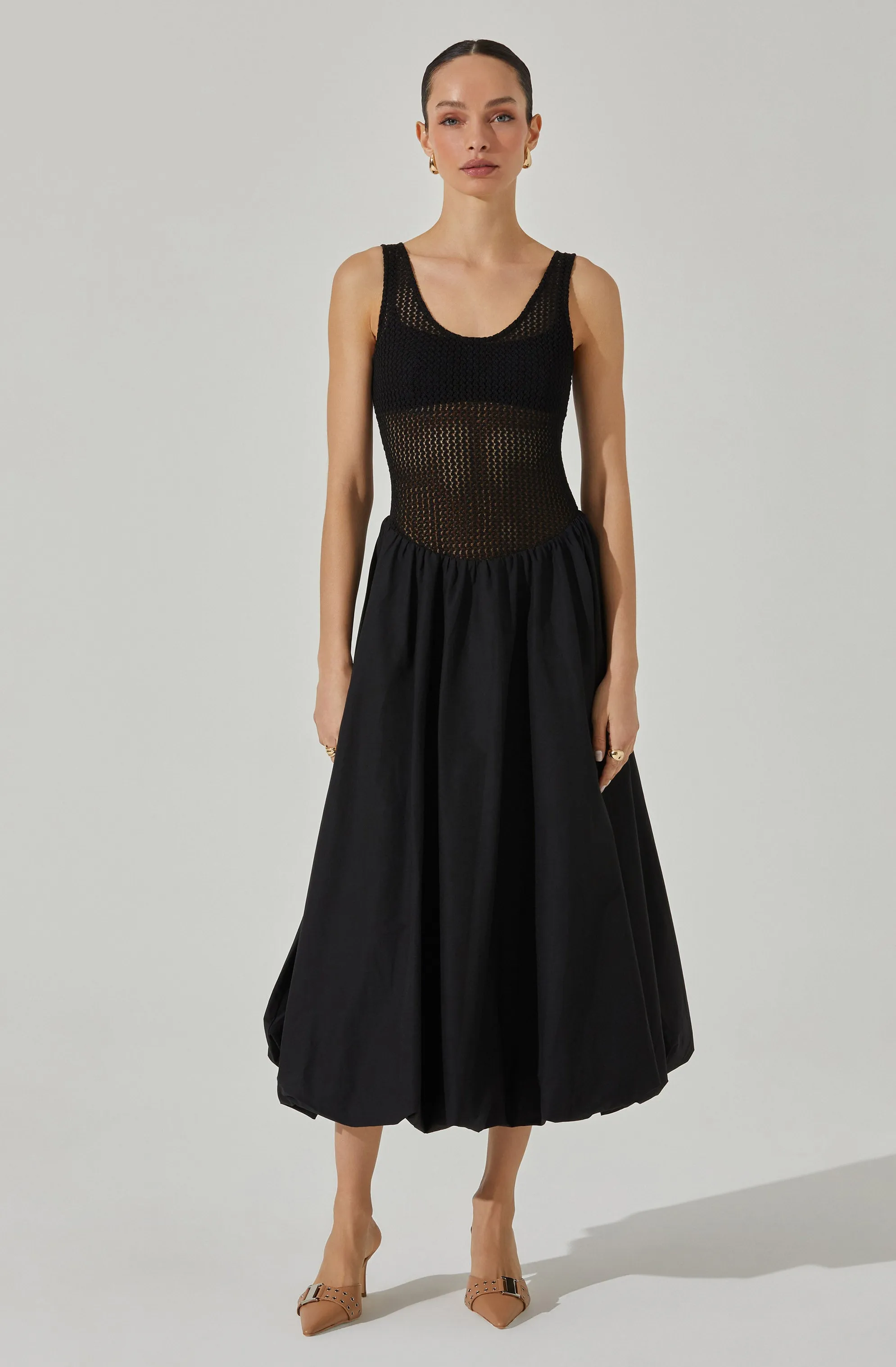 Contrast Bubble Hem Midi Dress sold by Astr product image thumbnail 3