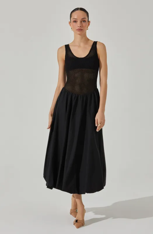 Contrast Bubble Hem Midi Dress sold by Astr