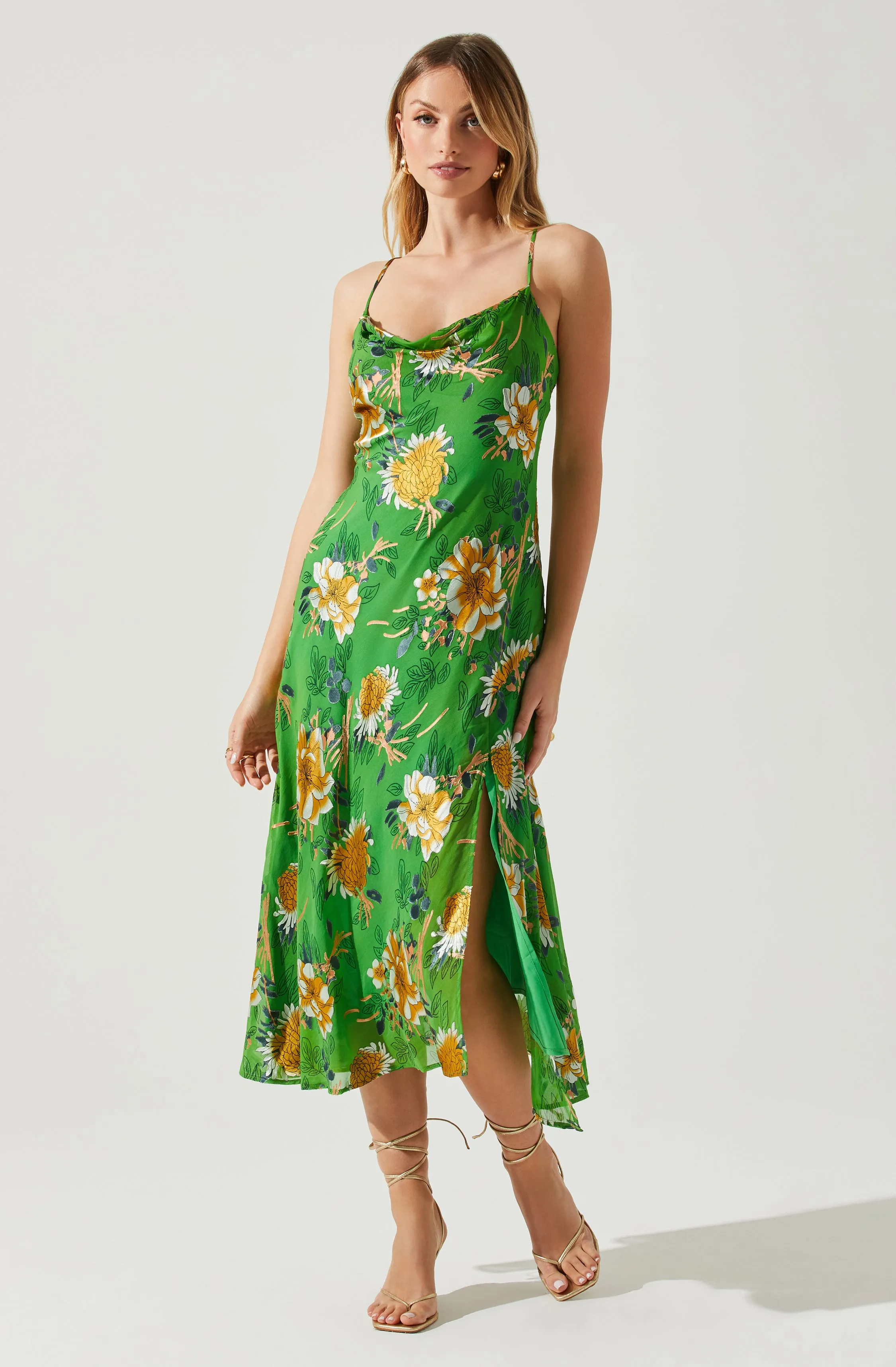 Gaia Floral Burnout Midi Dress sold by Astr