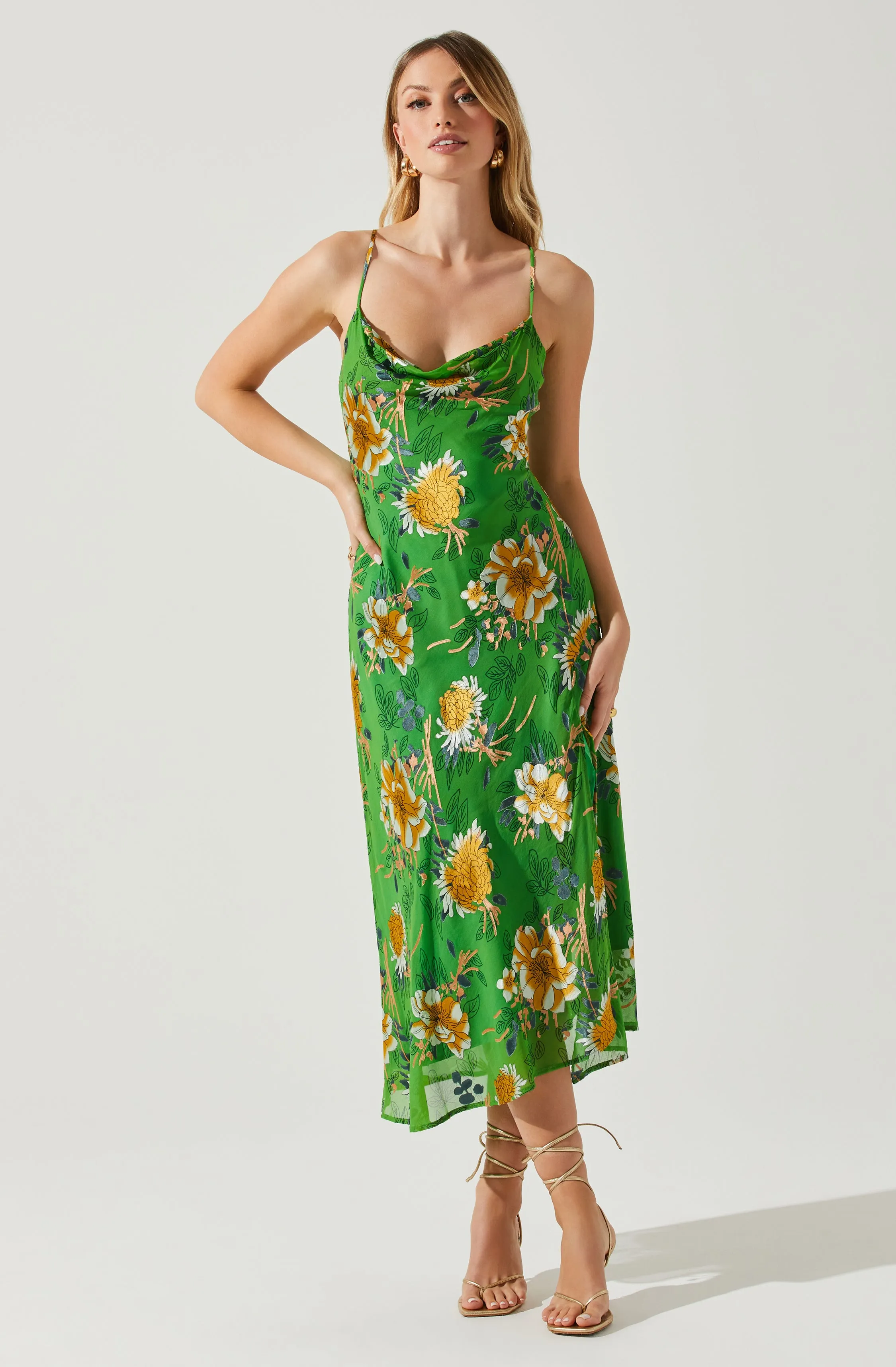 Gaia Floral Burnout Midi Dress sold by Astr product image thumbnail 3