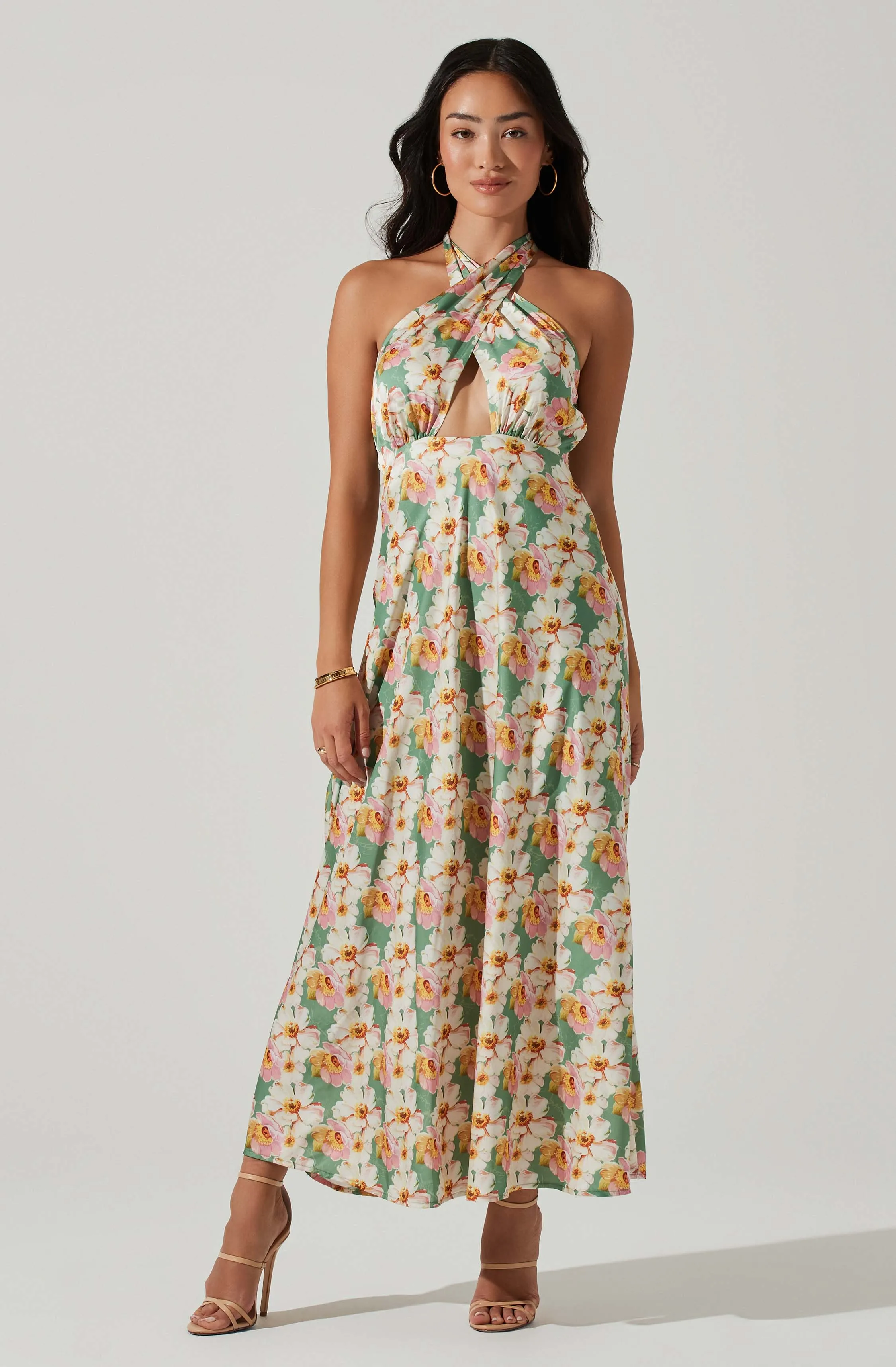 Giova Floral Halter Midi Dress sold by Astr
