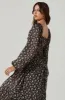 Floral Ruched Bust Long Sleeve Midi Dress sold by Astr