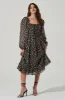 Floral Ruched Bust Long Sleeve Midi Dress sold by Astr