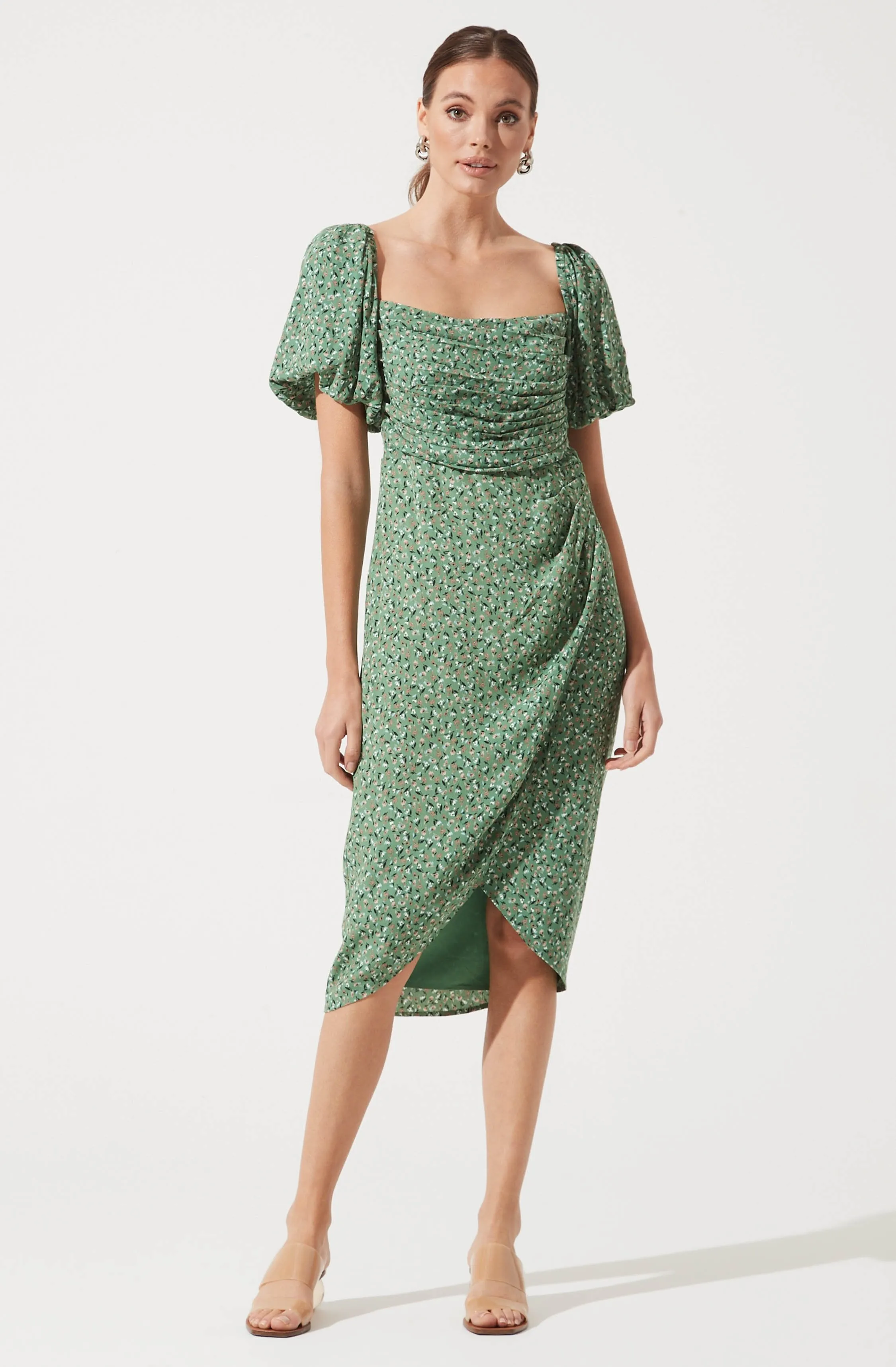 Square Neck Bubble Sleeve Dress sold by Astr