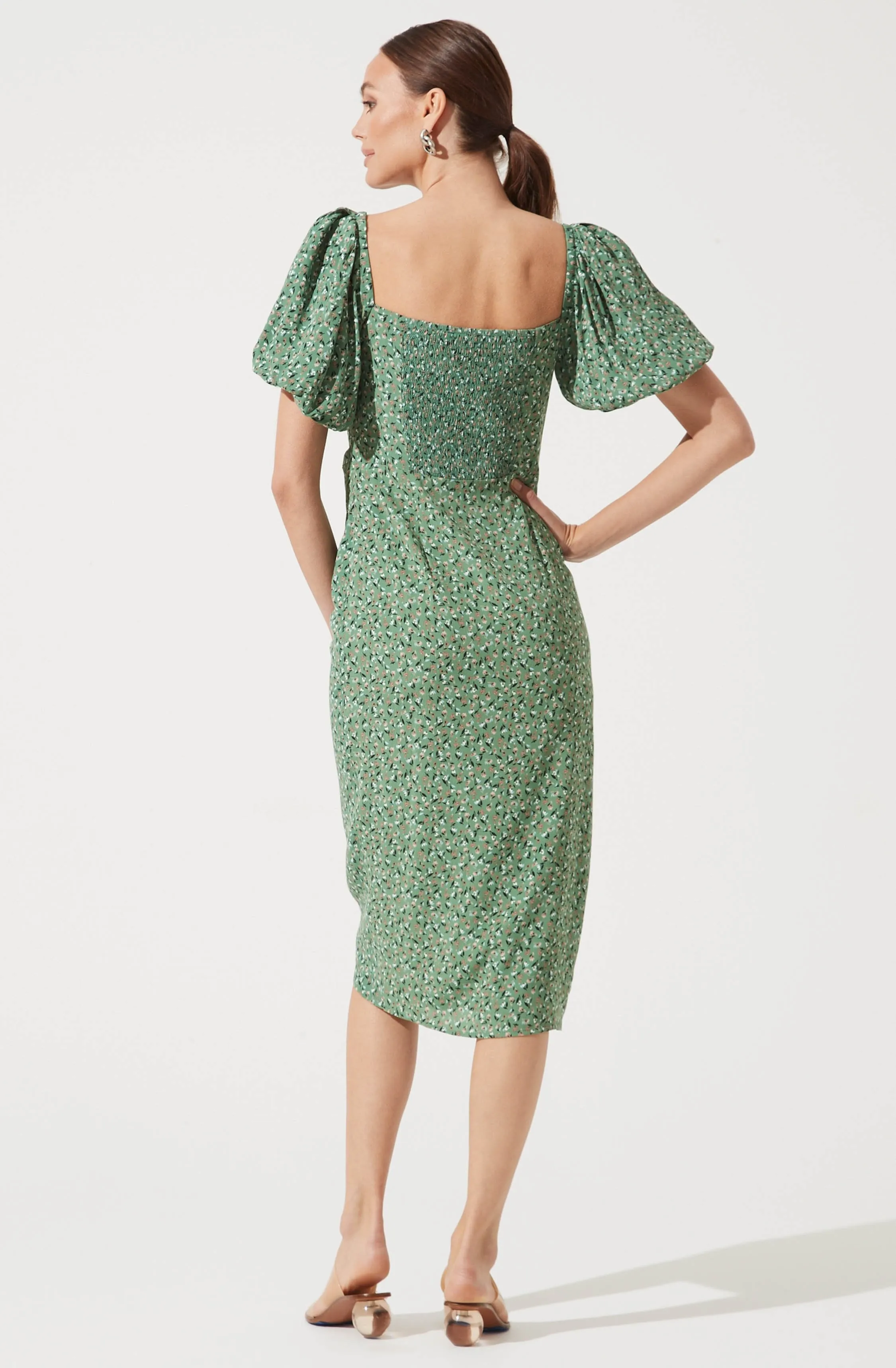 Square Neck Bubble Sleeve Dress sold by Astr product image thumbnail 3