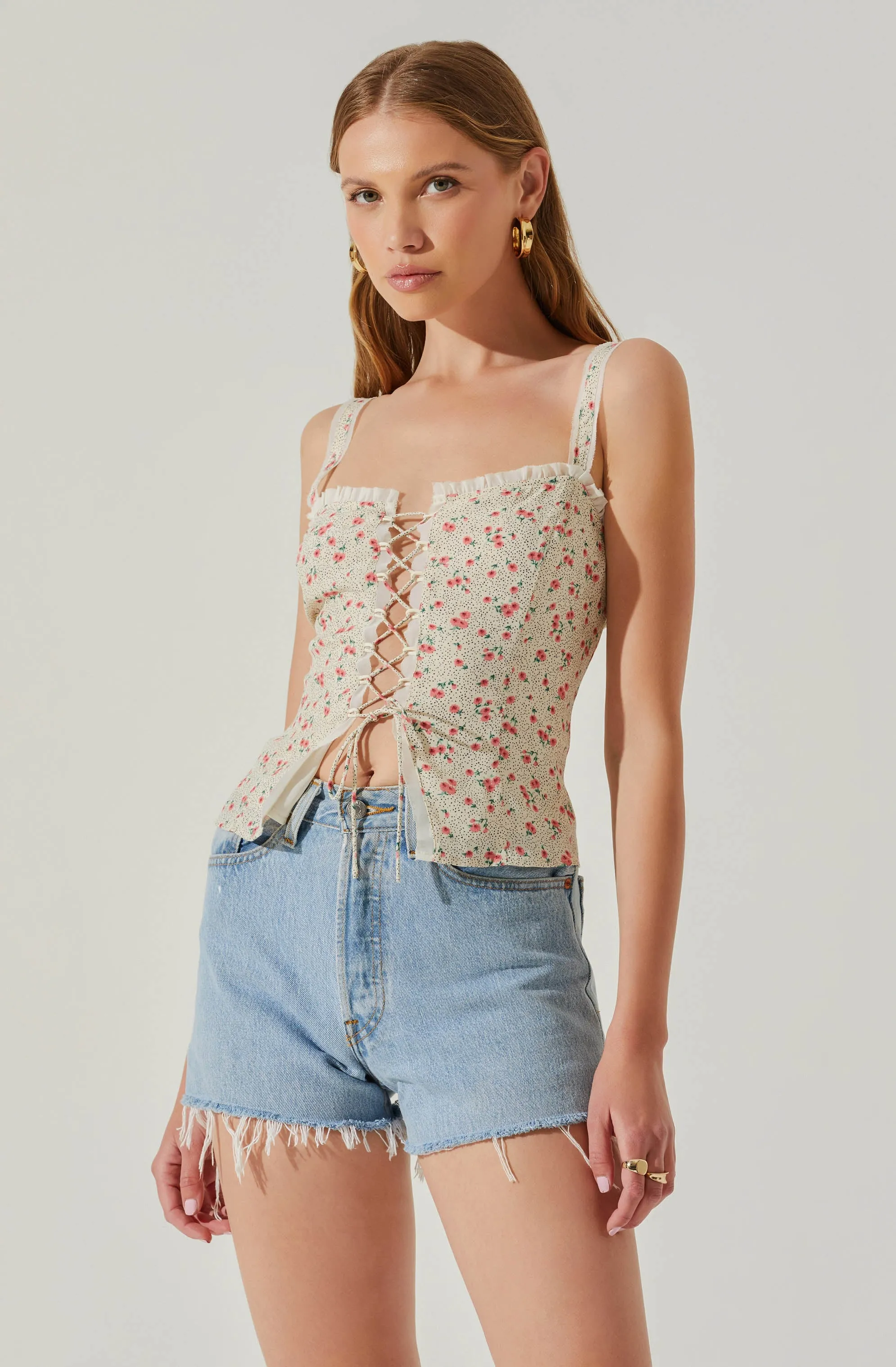 Lace Up Floral Cami Top sold by Astr product image thumbnail 3