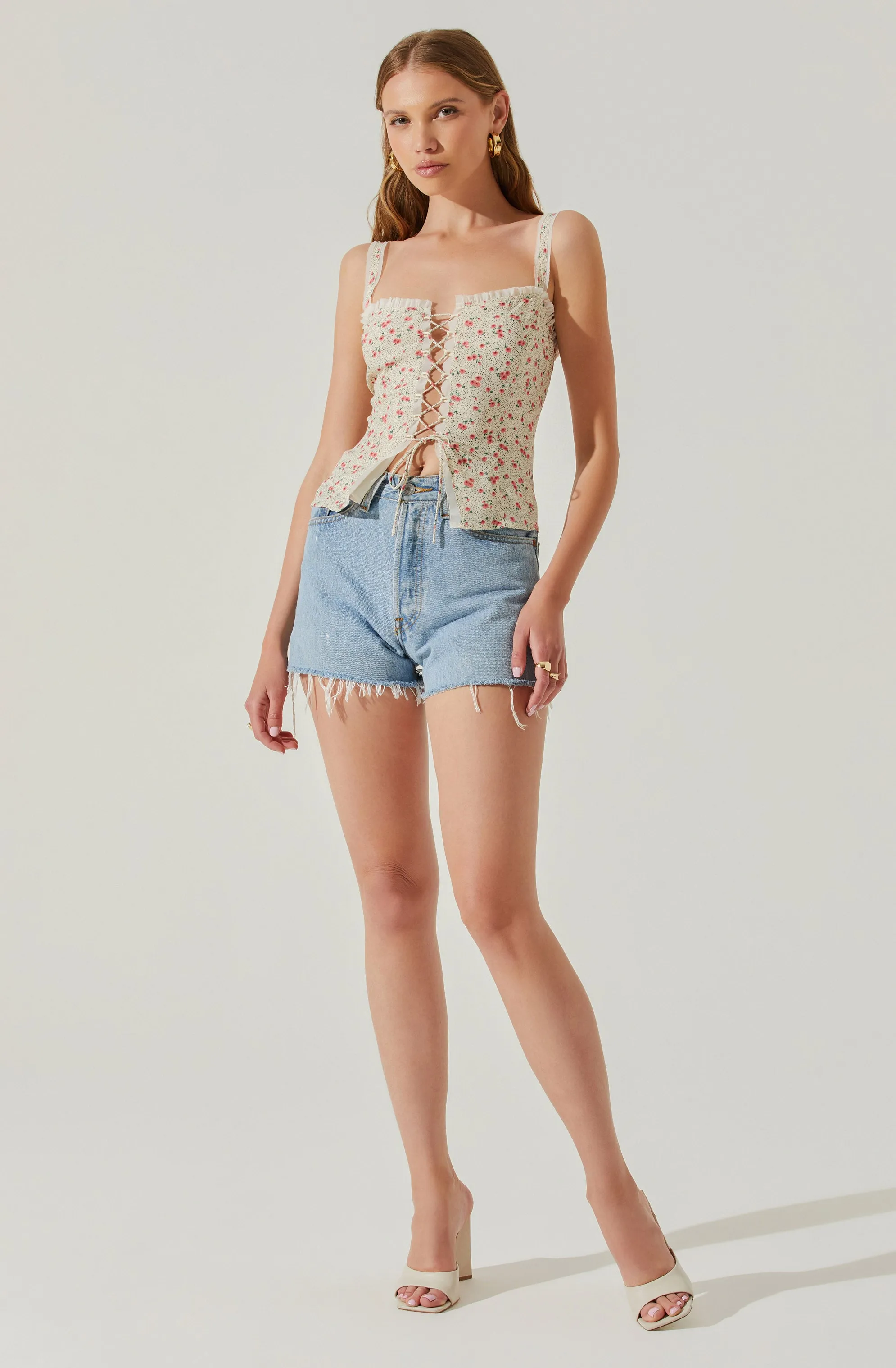 Lace Up Floral Cami Top sold by Astr product image thumbnail 4