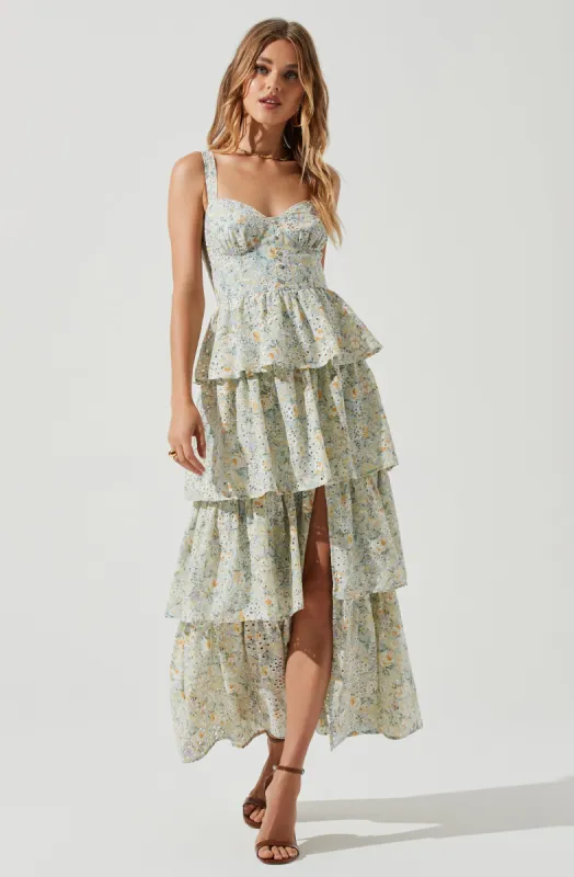 Midsummer Eyelet Tiered Maxi Dress sold by Astr