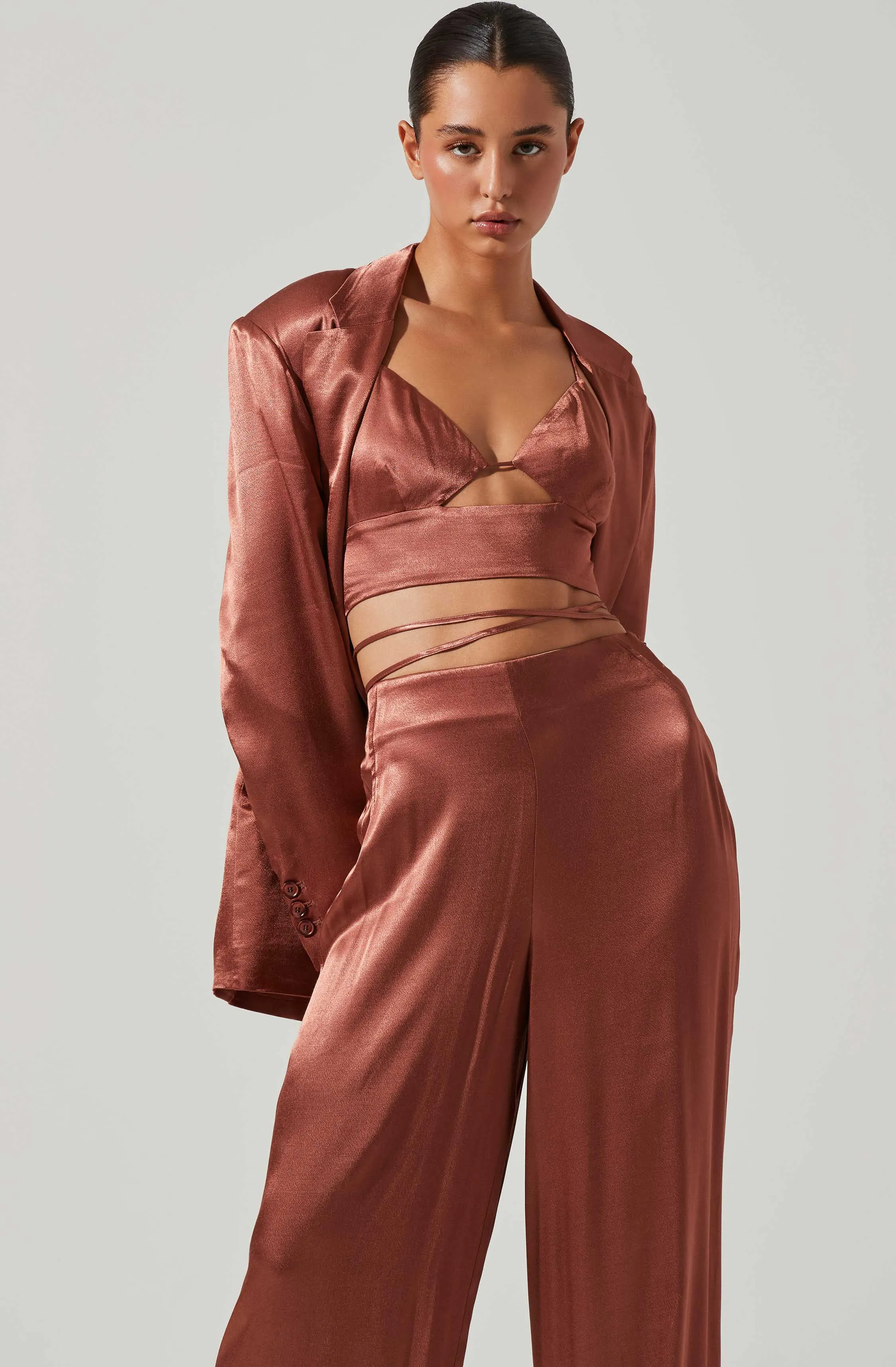 Amiah Satin Cutout Crop Top sold by Astr product image thumbnail 2