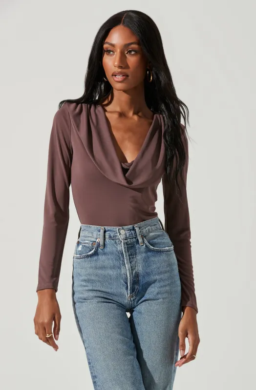 Kimberly Cowl Neck Long Sleeve Bodysuit sold by Astr