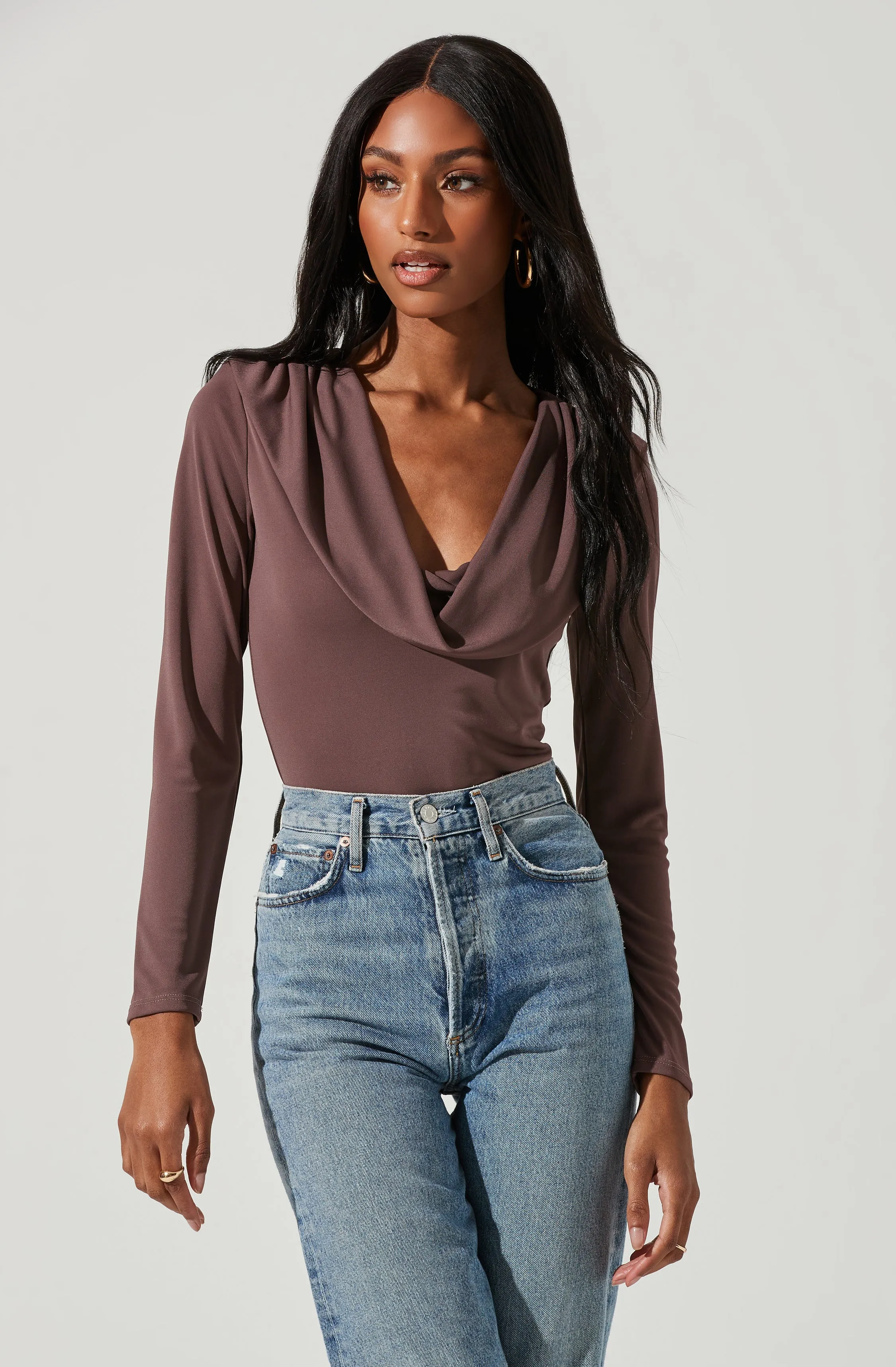Kimberly Cowl Neck Long Sleeve Bodysuit sold by Astr